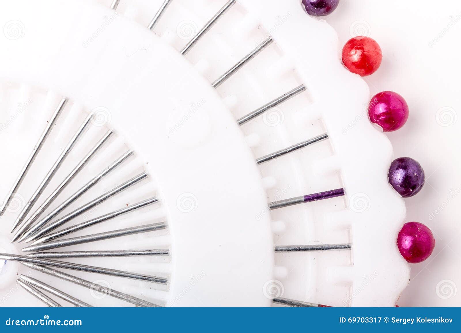 Sewing Push Pins Isolated on White Background Stock Image Image of purple, closeup 69703317