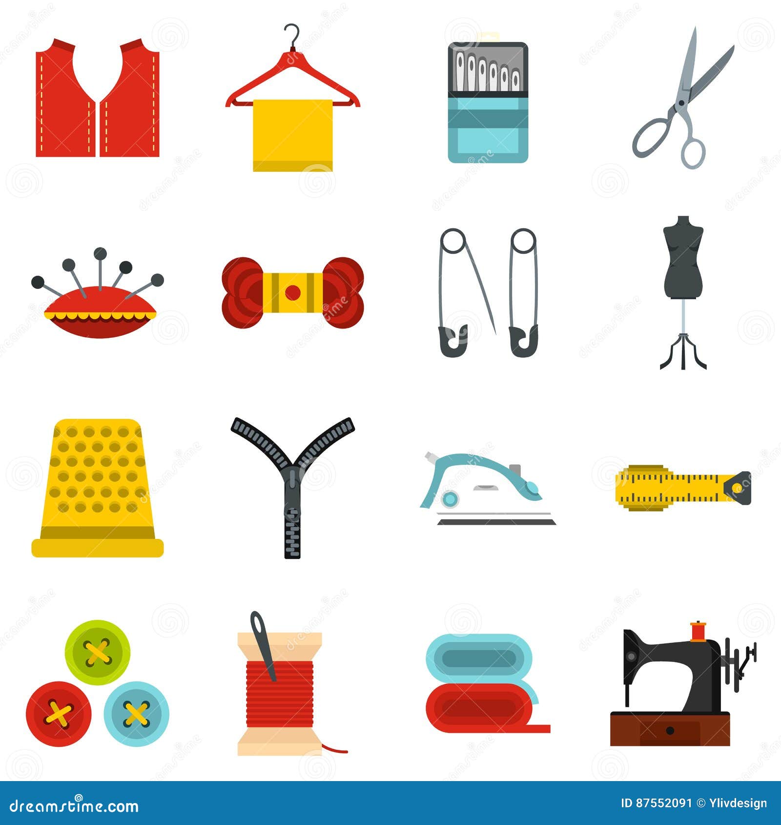 Sewing set flat icons stock vector. Illustration of dress - 87552091