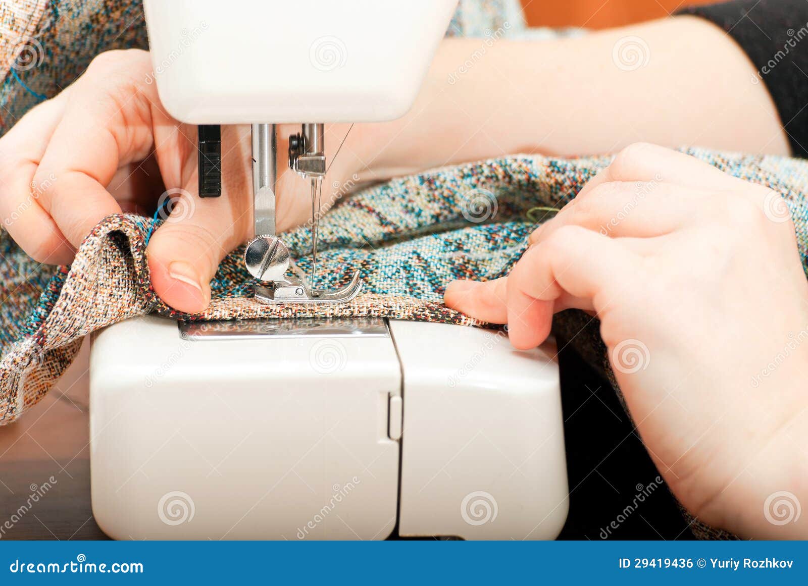 Sewing on a sewing machine stock photo. Image of black 29419436