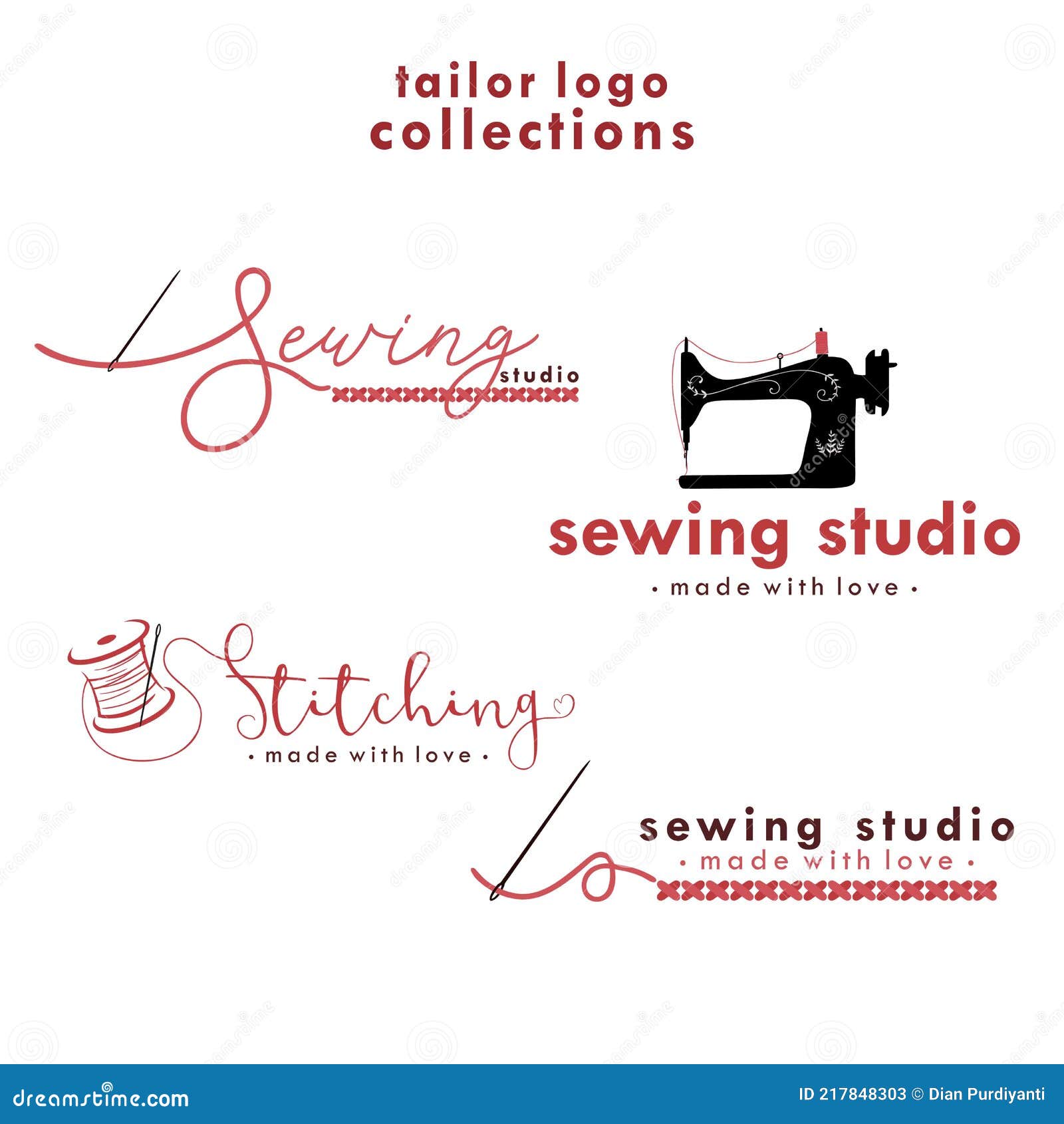 Sewing and Stitching Logo Set, Needle and Yarn Logo, Simple Sewing ...