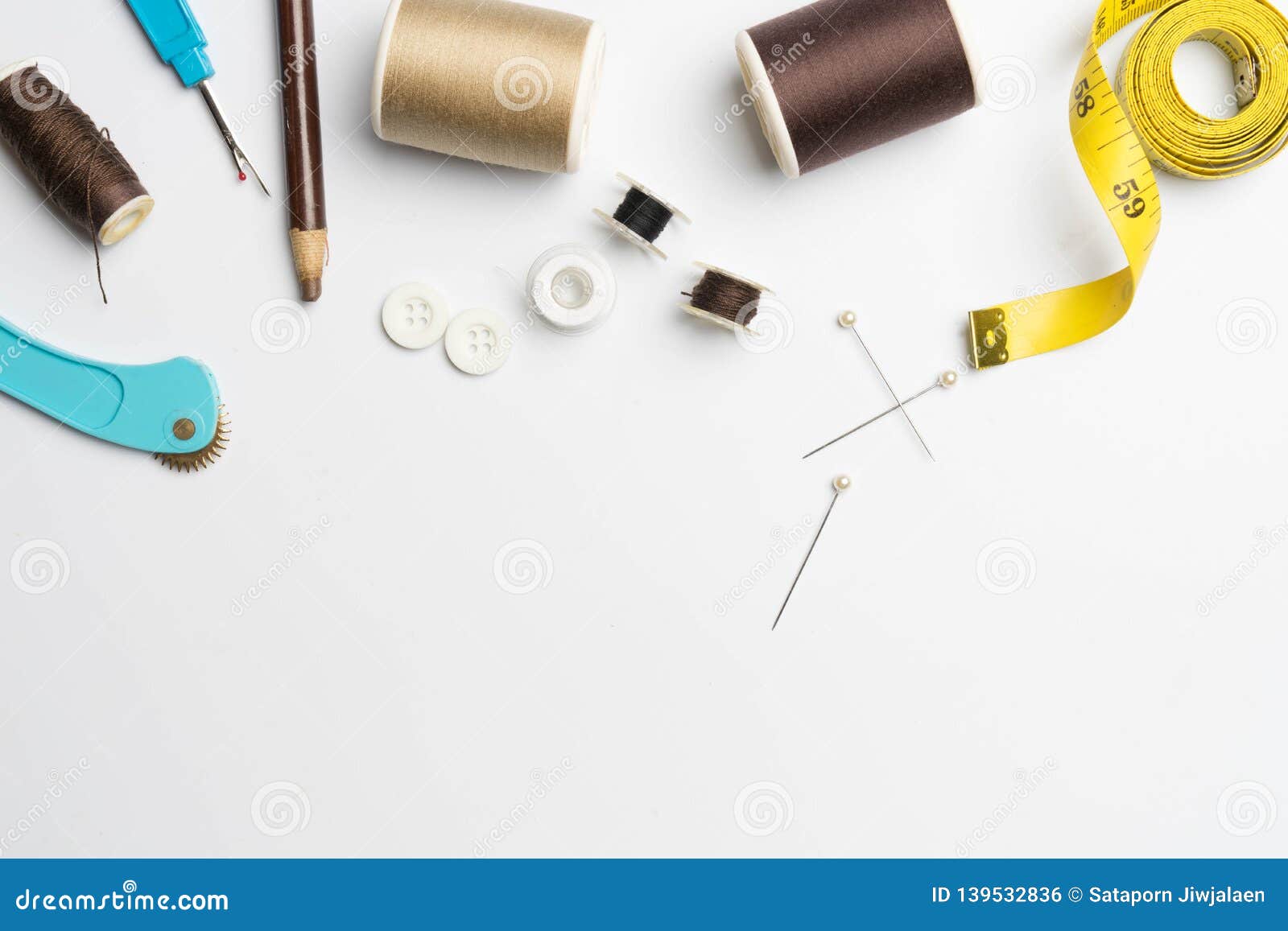 Sewing Supplies and Accessories for Needlework Fabric Spools Stock Photo Image of tailor