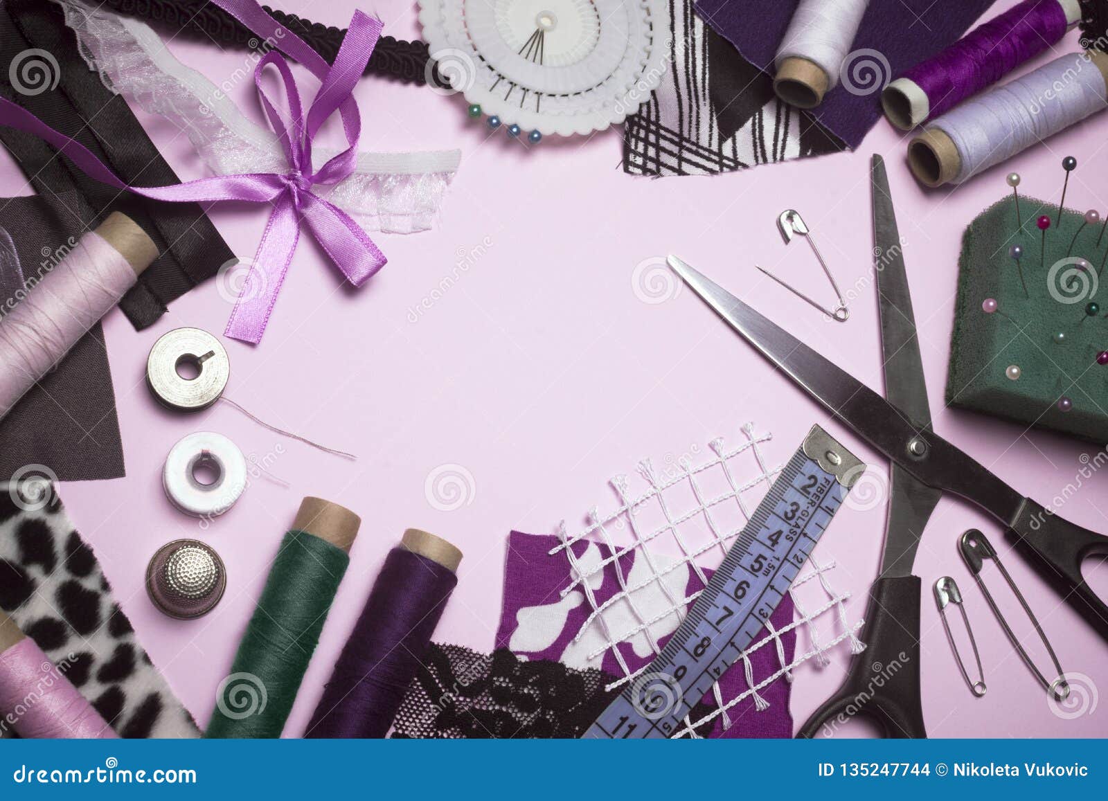 Sewing supplies stock photo. Image of colorful, dressmaking 135247744