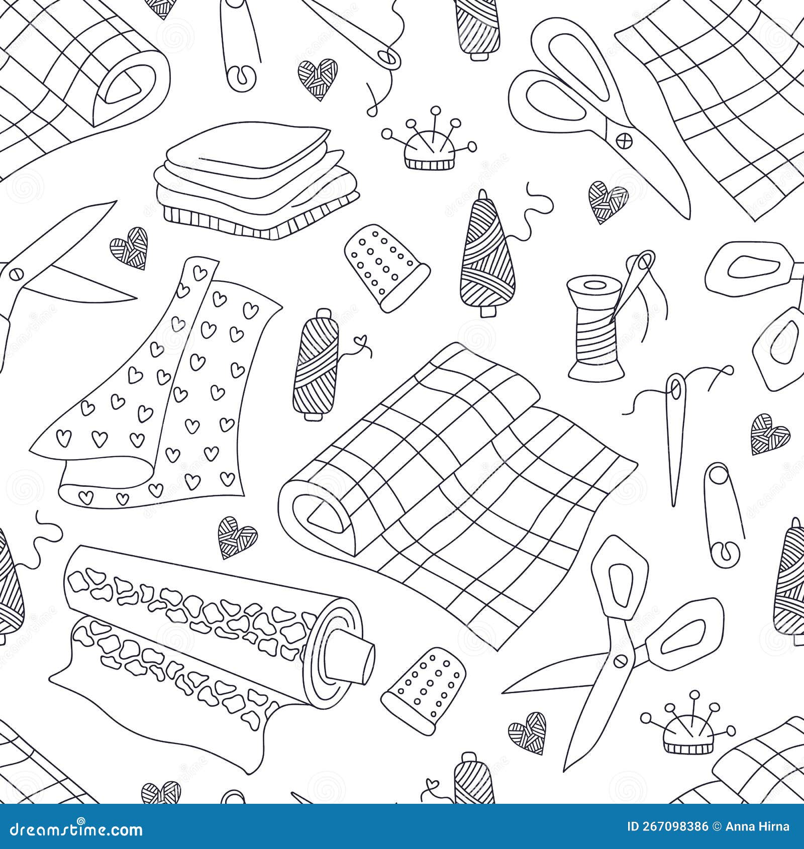 Sewing and Tailor Elements in Seamless Pattern. Print for Textile