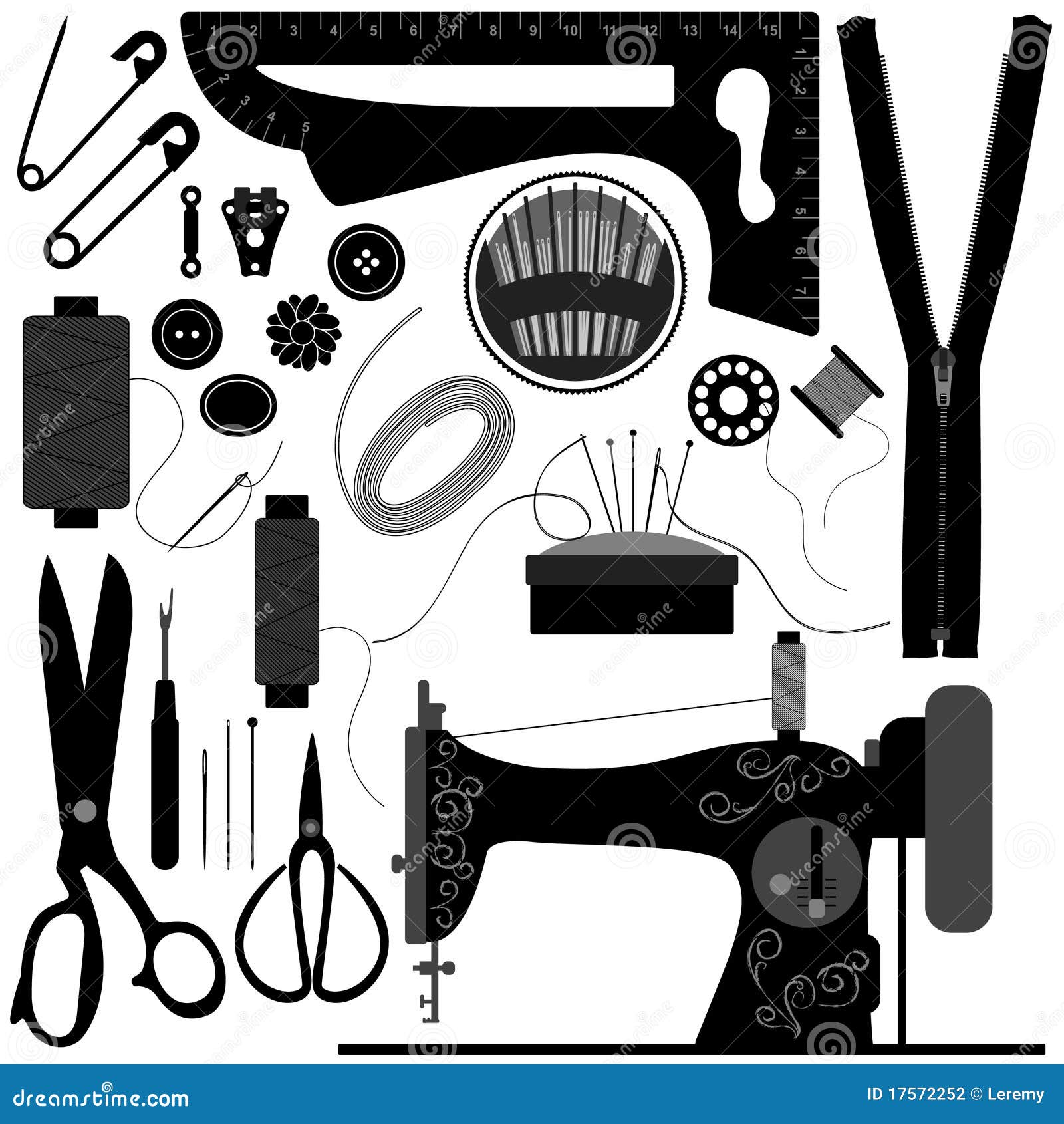 Premium Vector  Pins black and white seamless pattern sewing accessories  and tools vector print