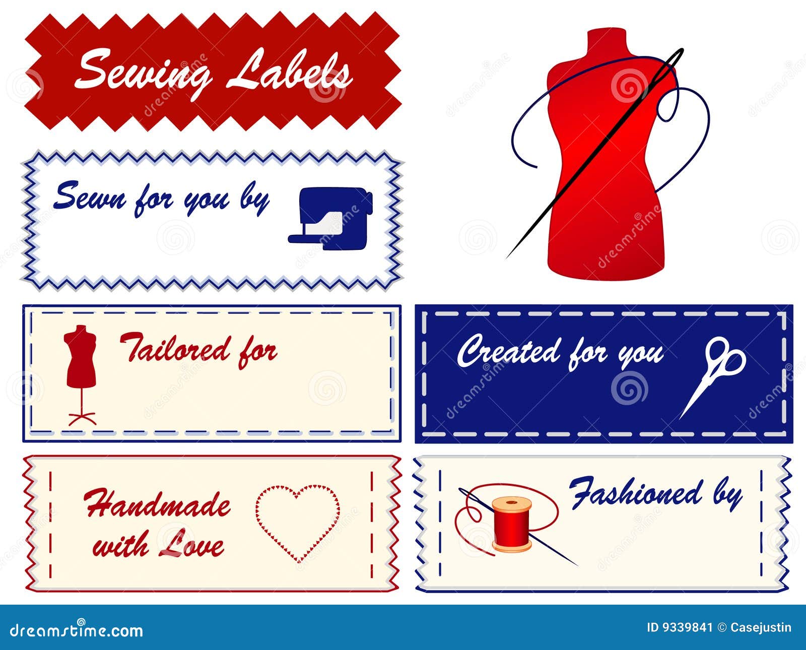 Sewing and Tailoring Labels Stock Vector Illustration of dressmaking