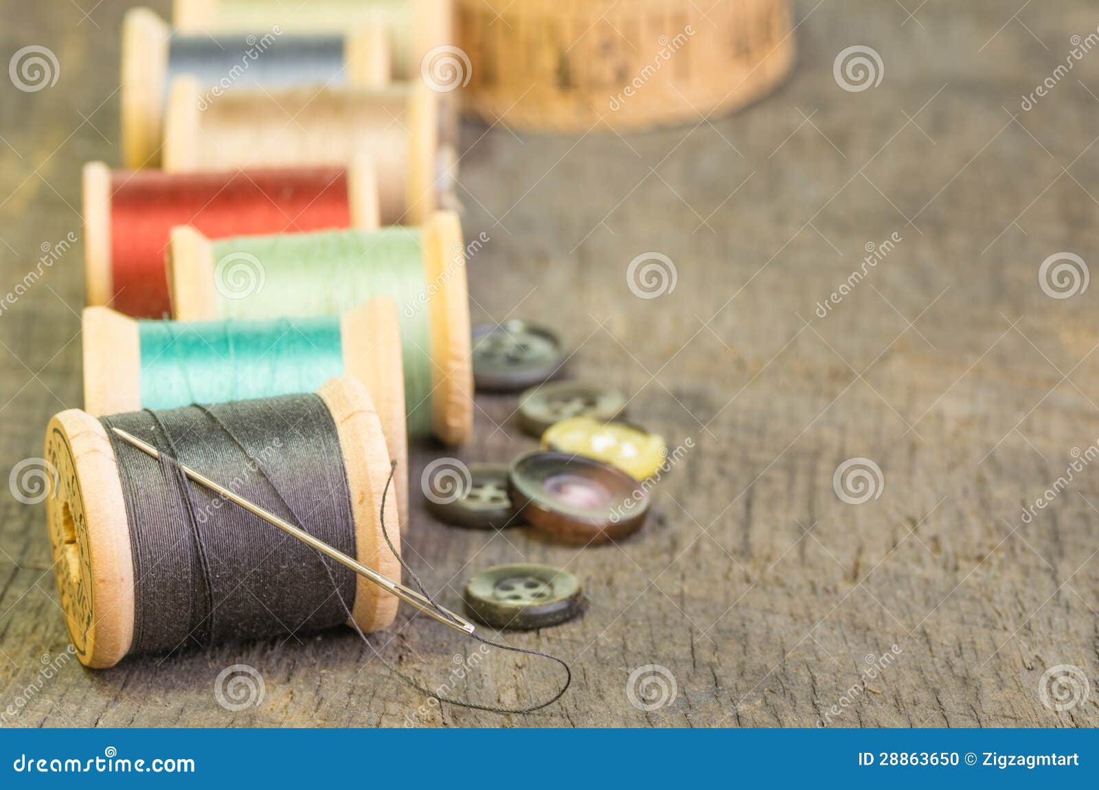 Sewing Thread with Needle and Buttons Stock Photo Image of colour