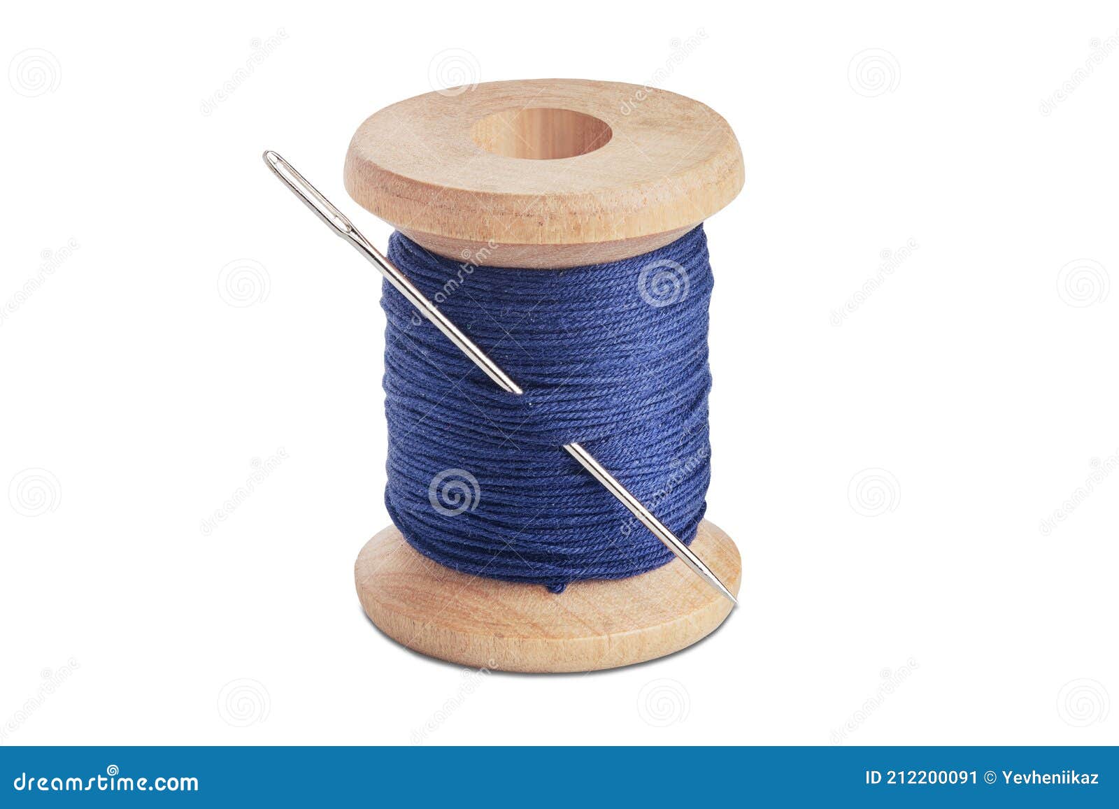 Sewing Thread and Needle on Isolated White Background Stock Image