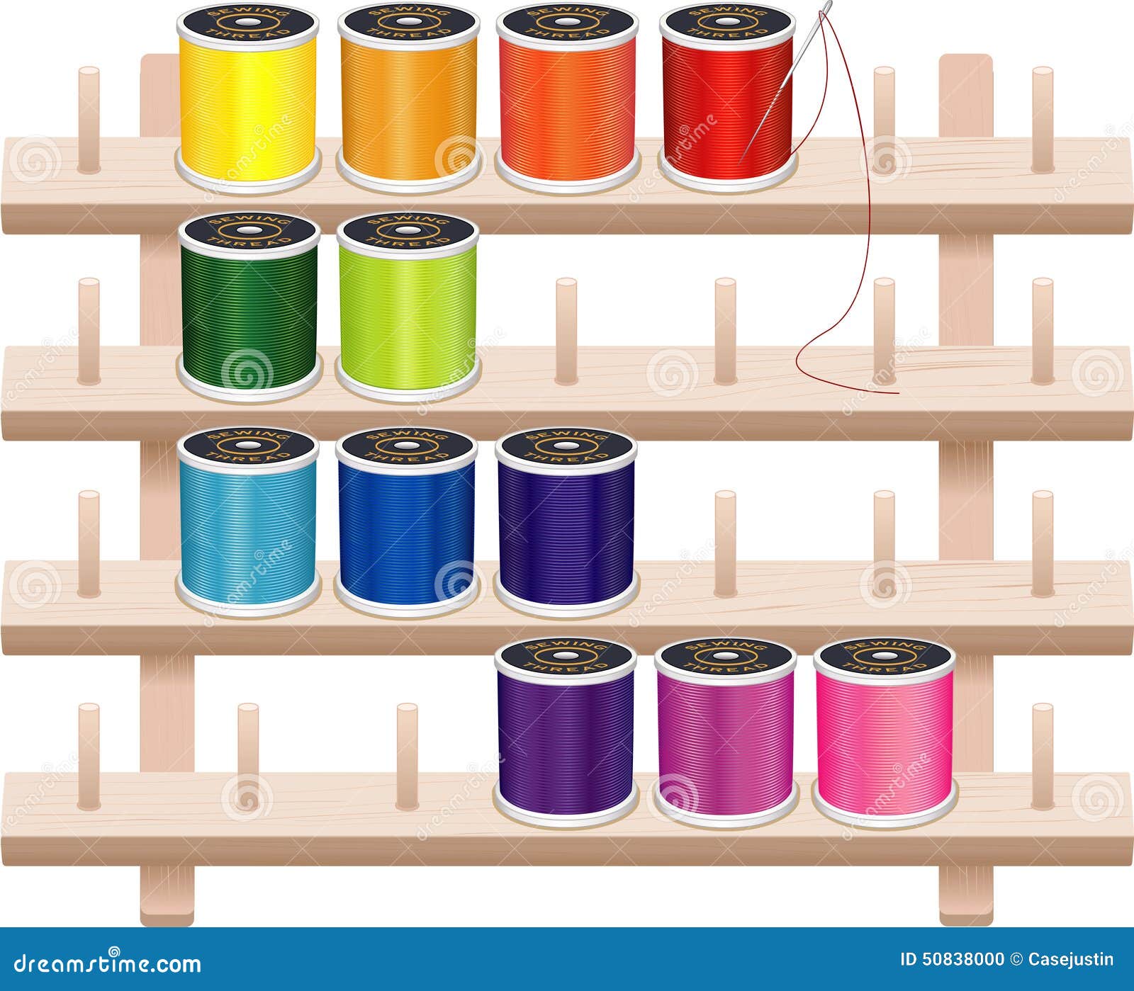 Sewing Thread Storage Wall Rack Stock Vector Illustration of