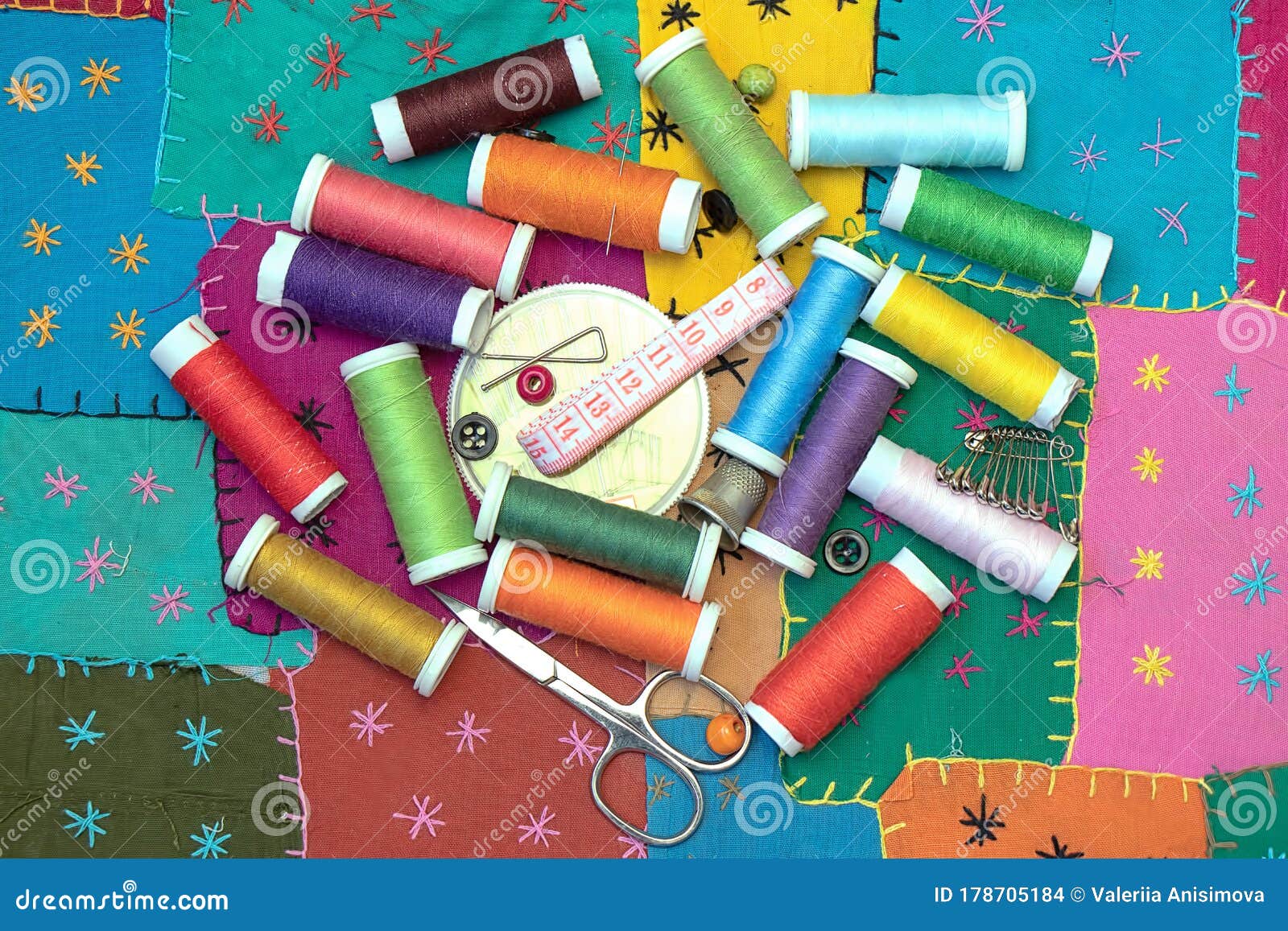 Sewing Threads of Different Colors on Rags Stock Photo Image of rags, threads 178705184