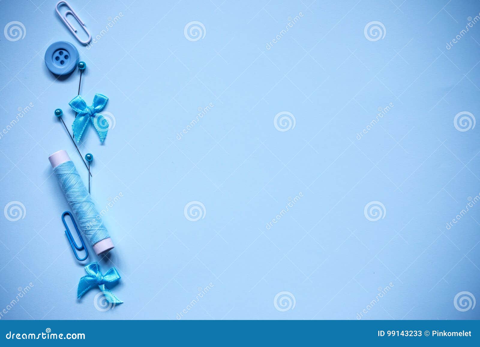 The Sewing Tool or Craft Tool on Blue Background , Top View or Stock ...
