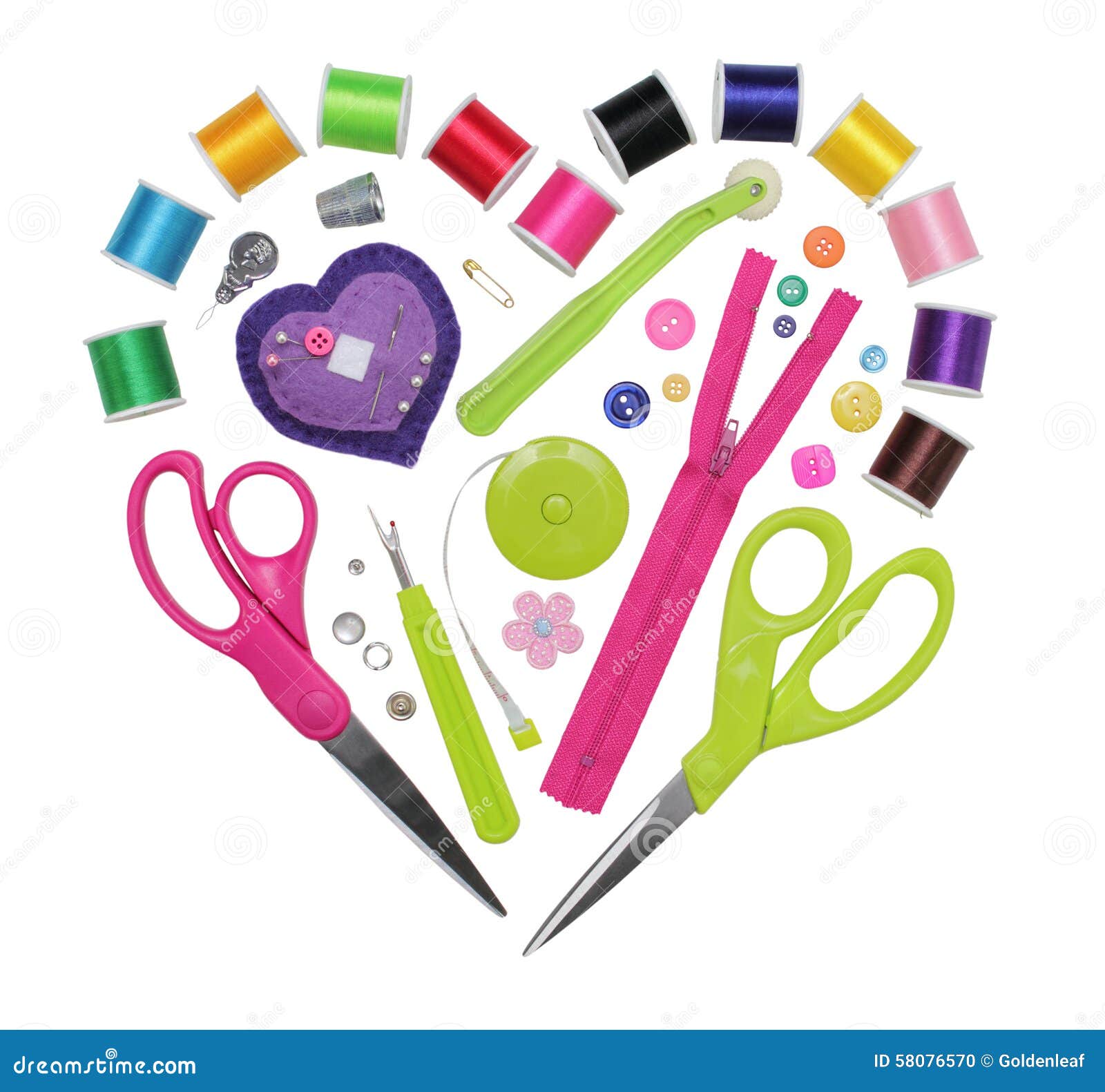 Sewing Tools Arrangement stock photo. Image of zipper 58076570