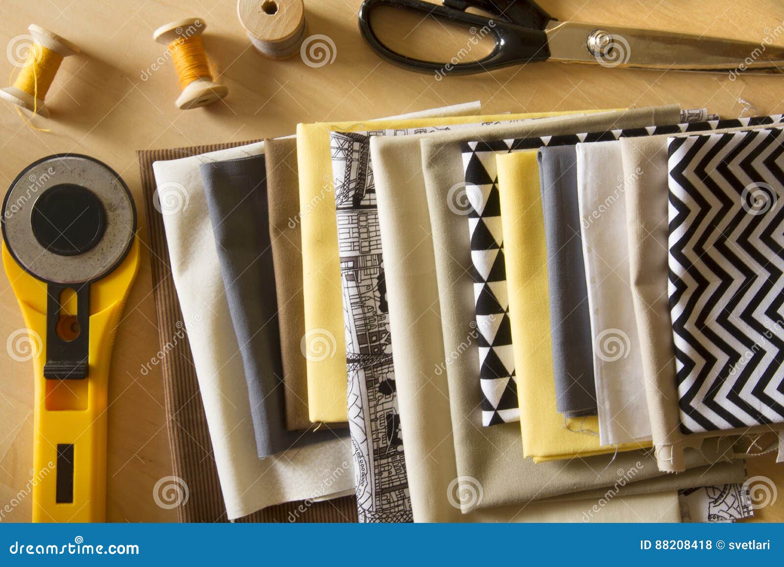 Sewing Tools for Handmade Project or Quilt Stock Photo Image of table