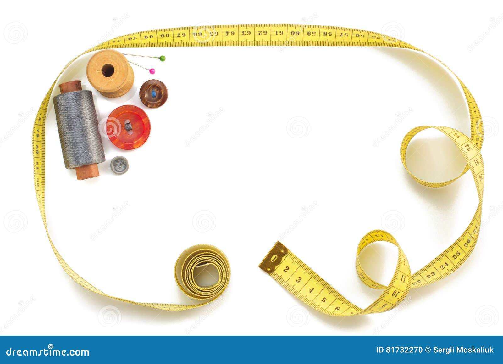 Sewing Tools and Measuring Tape on White Stock Photo Image of