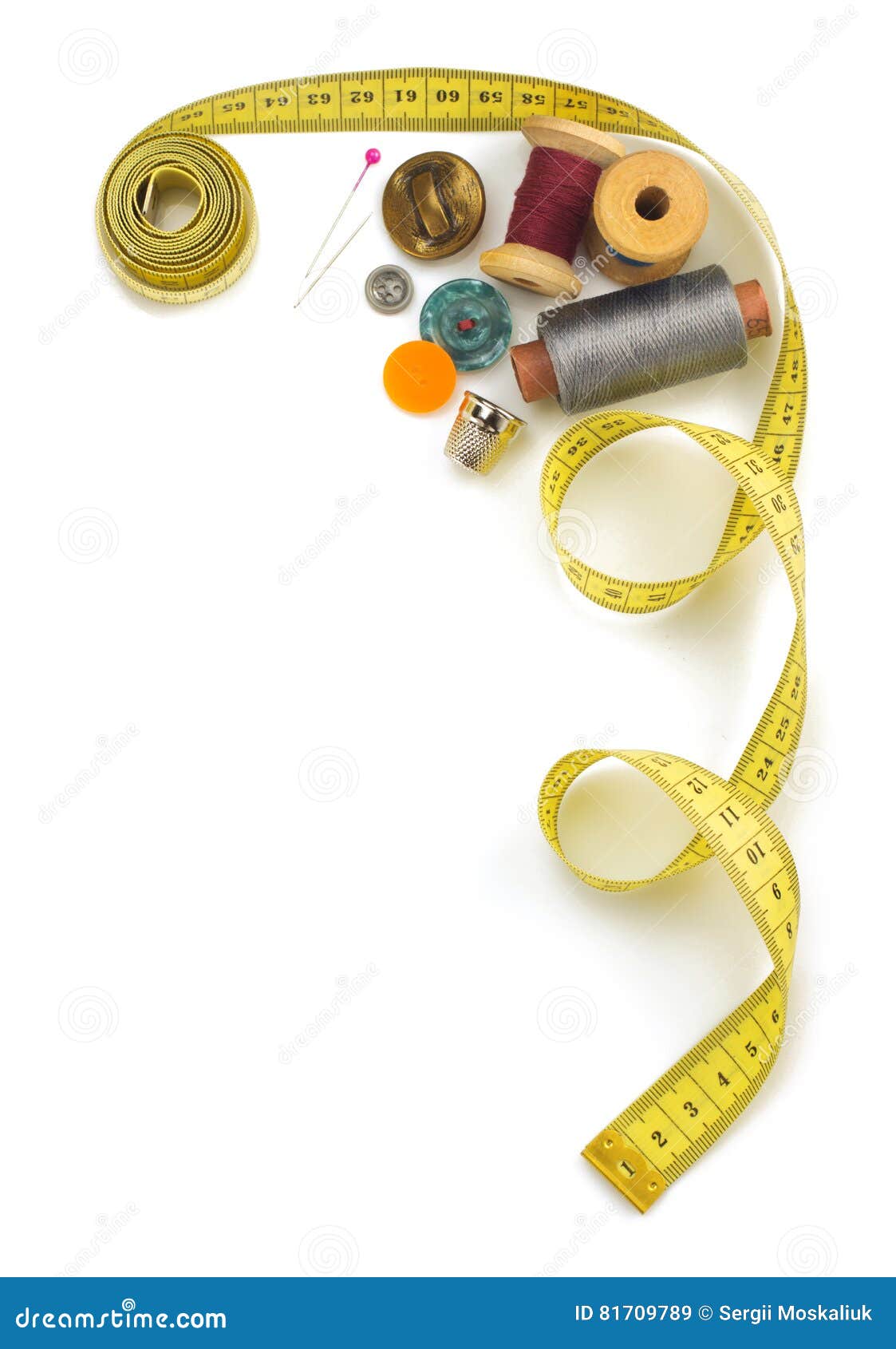 Sewing Tools and Measuring Tape on White Stock Image Image of atelier