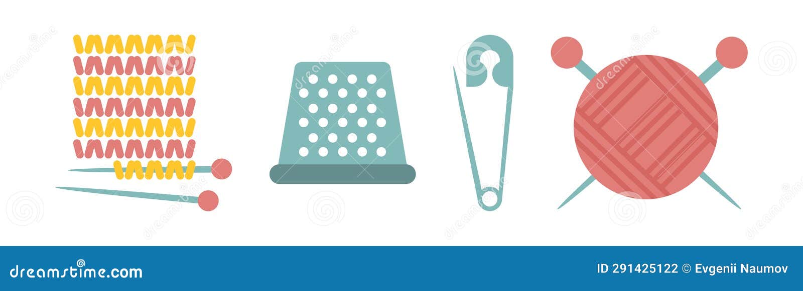 Sewing Tools and Object Flat Icon Vector Set Stock Vector