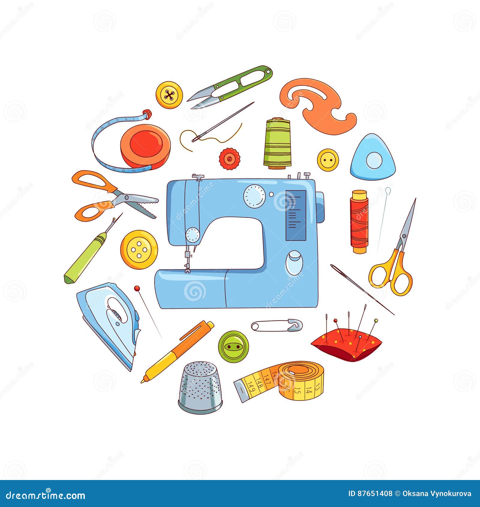 Sewing Tools Vector Round Concept Stock Vector Illustration of