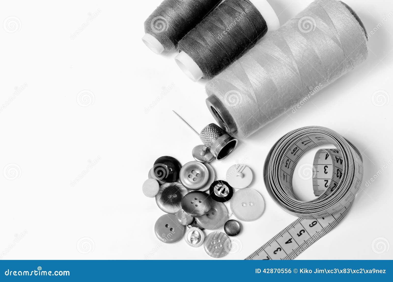 Sewing Utensils in Black and White Stock Photo - Image of embroidery ...