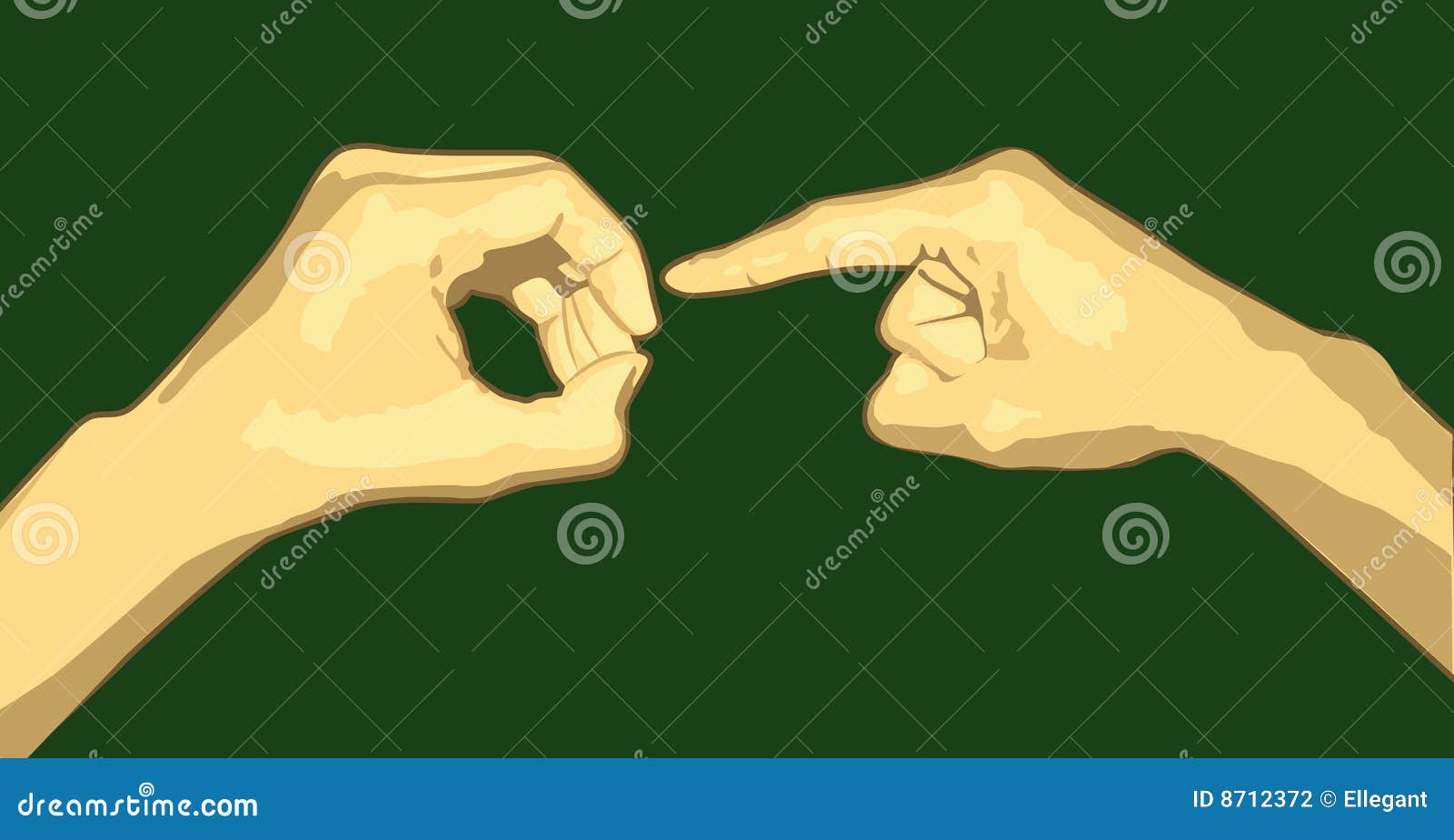 Sexual hand gesture on green background.