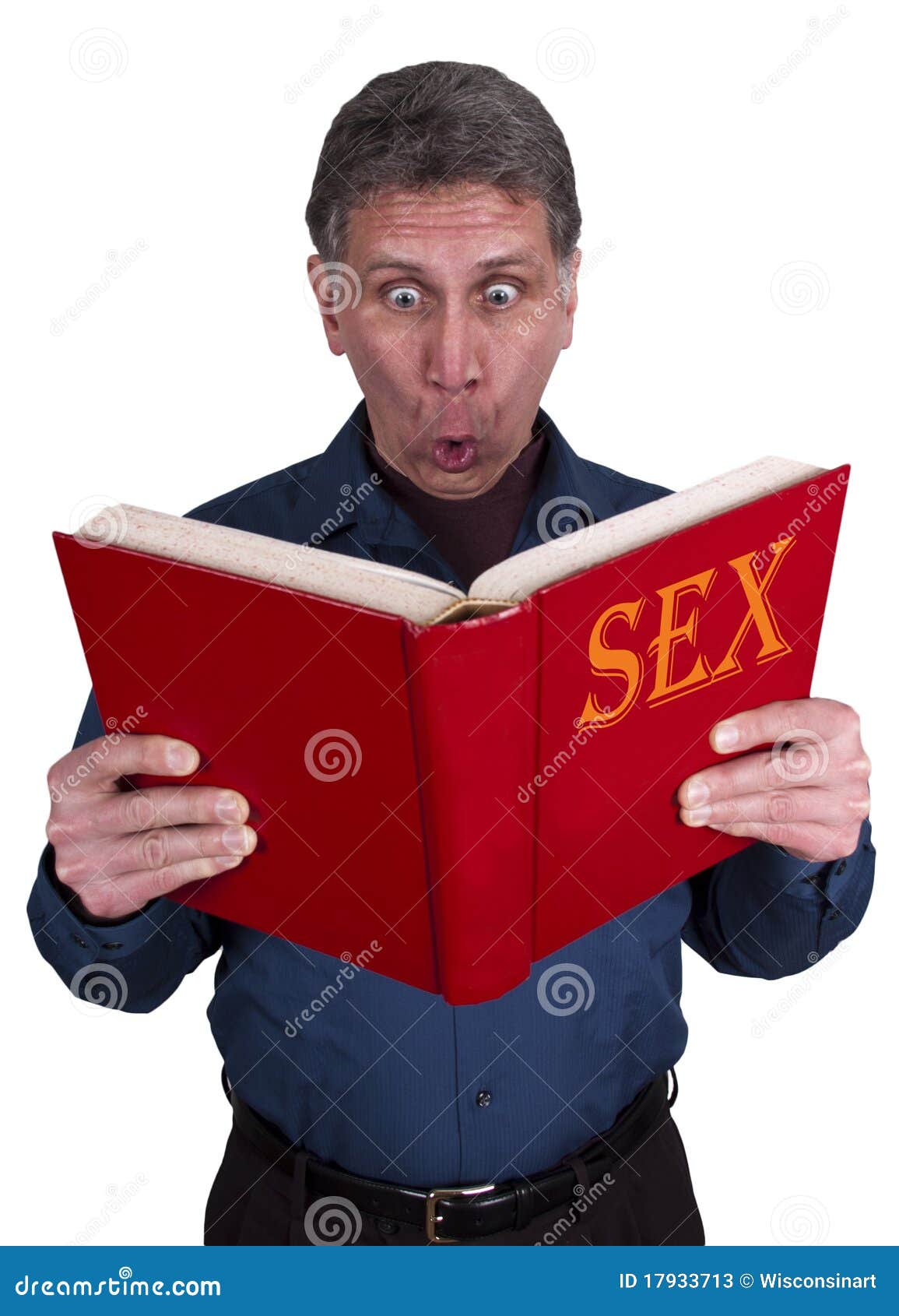 Sex Education Funny Shocked Man Reading Book Stock Image