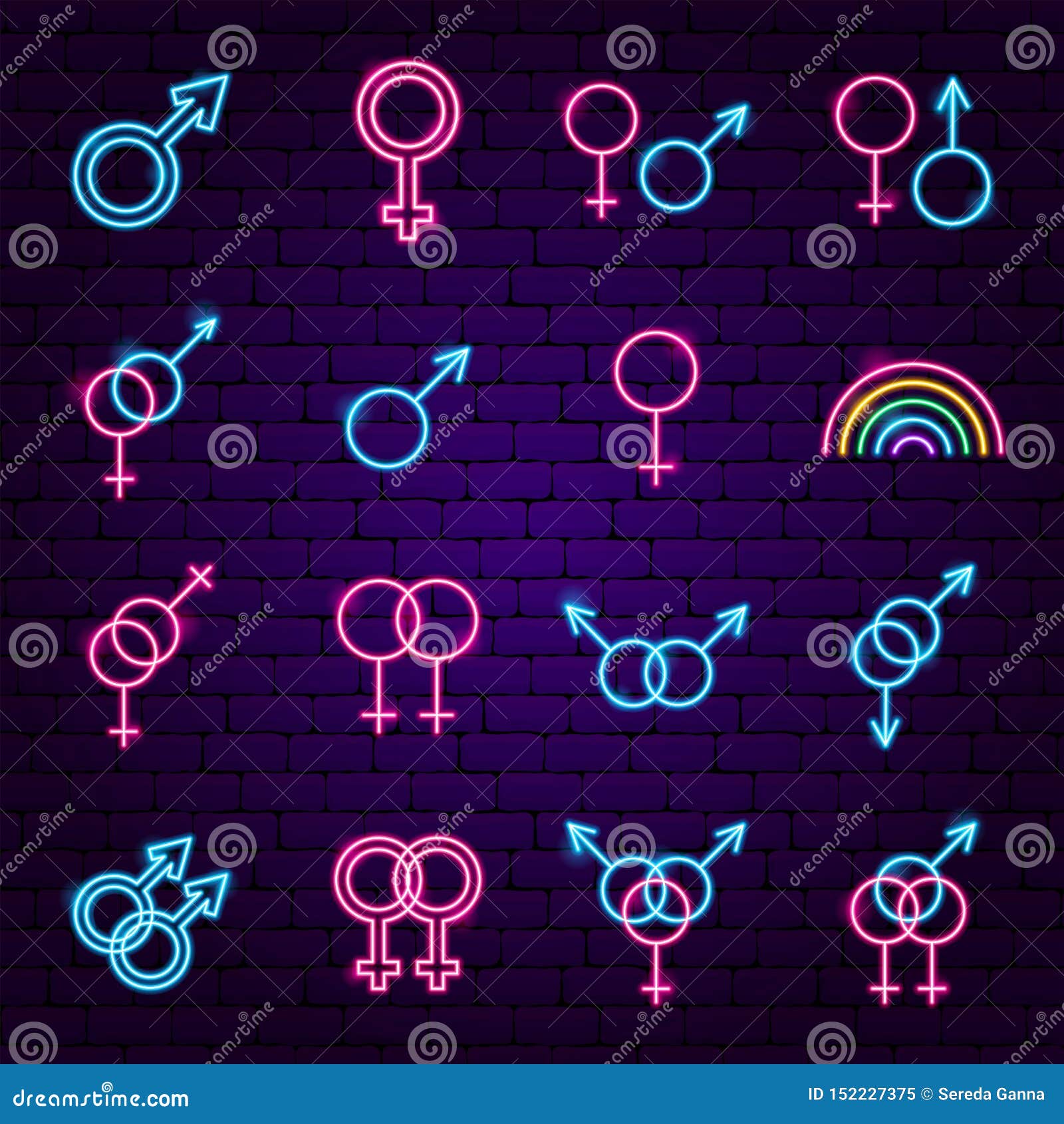 Sex Gender Neon Icons Stock Vector Illustration Of Glow 152227375