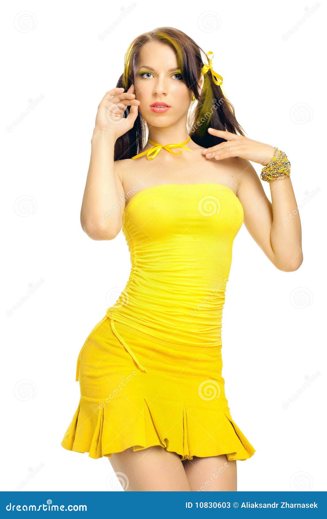 Sex Girl In A Yellow Dress Stock Image Image Of Fashion 10830603 