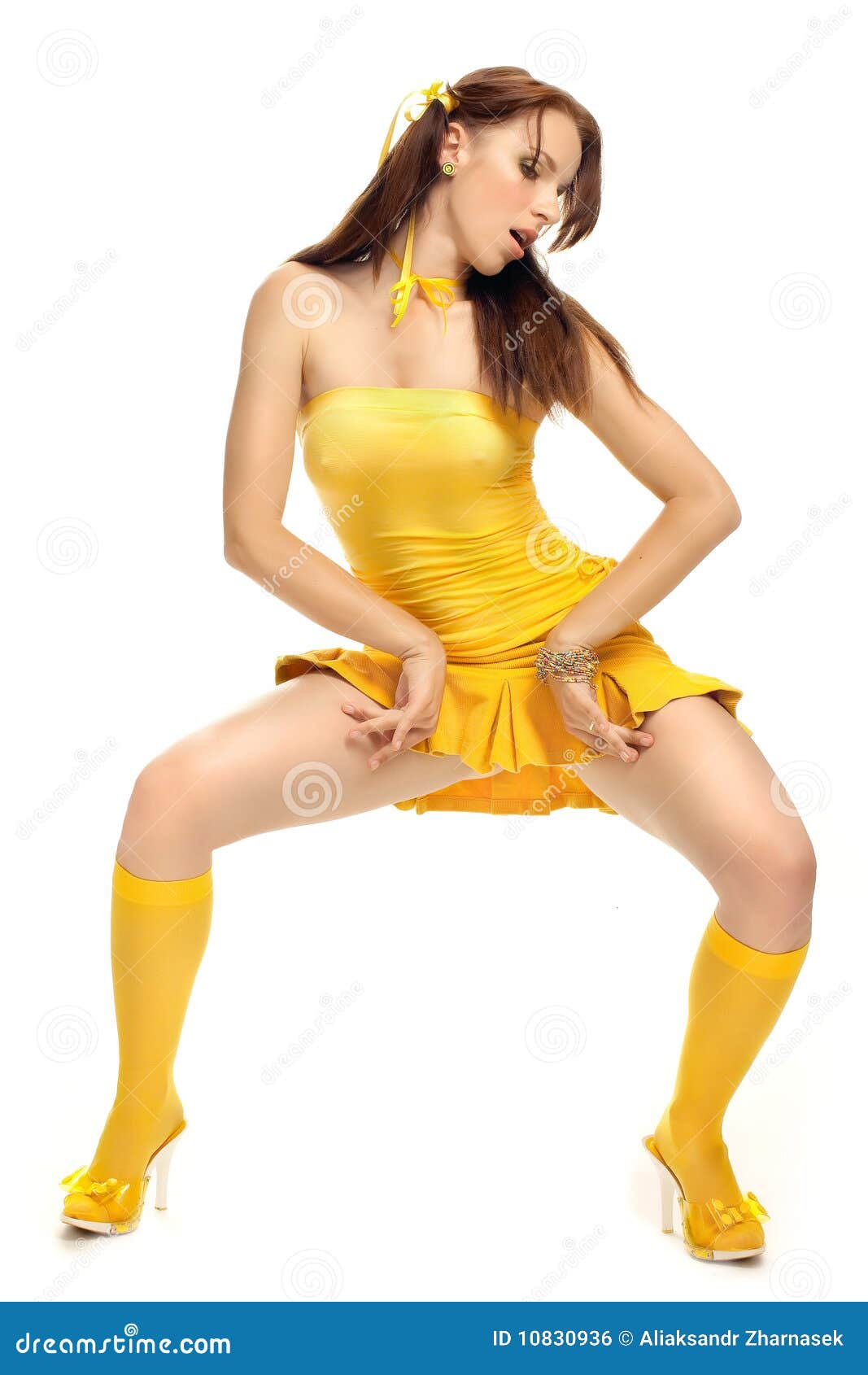 Sex Girl In A Yellow Dress Royalty Free Stock Image