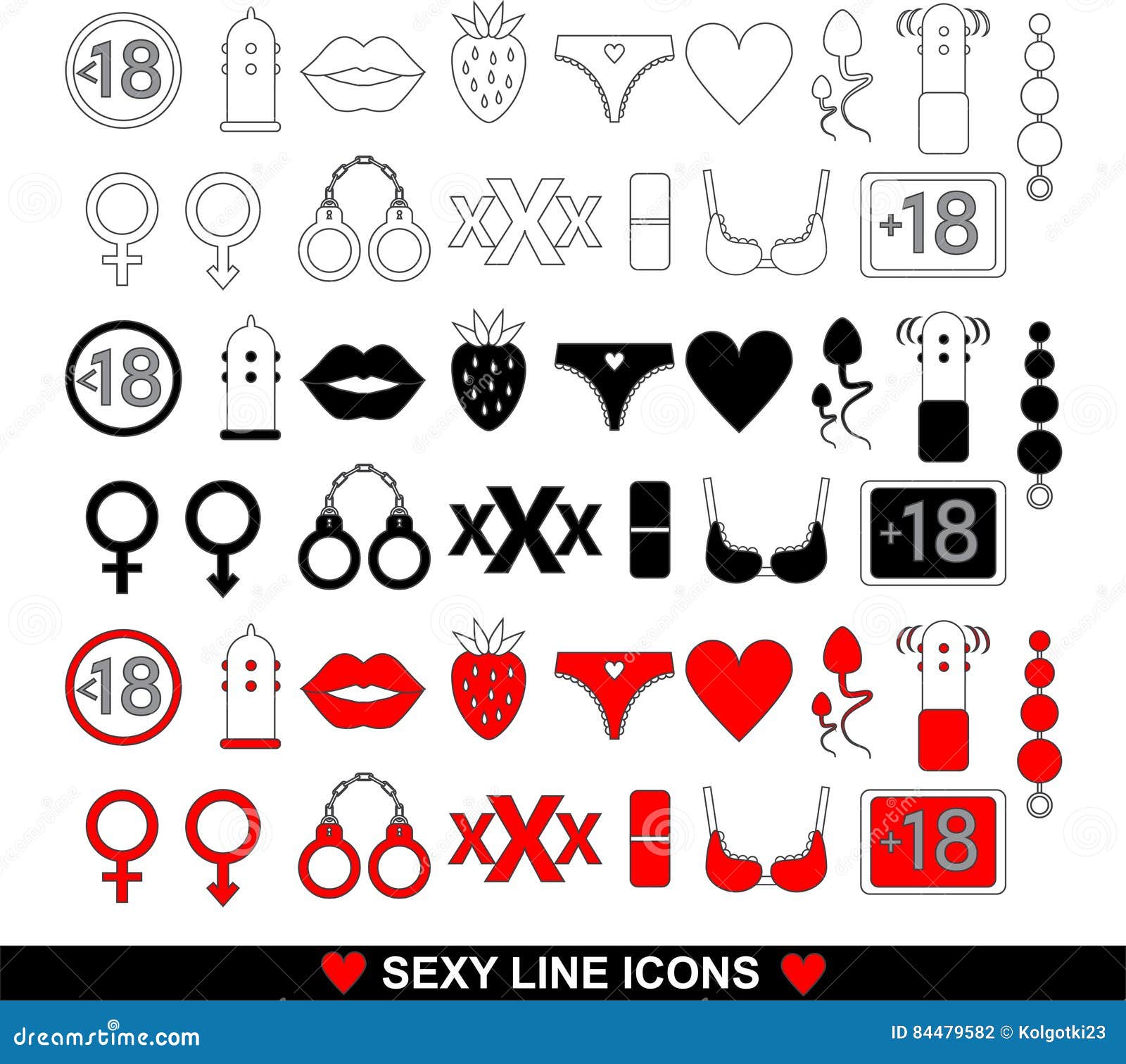 Sex Line Icon Set For Sex Shop Or Valentine`s Day Stock Vector Illustration Of Line Woman