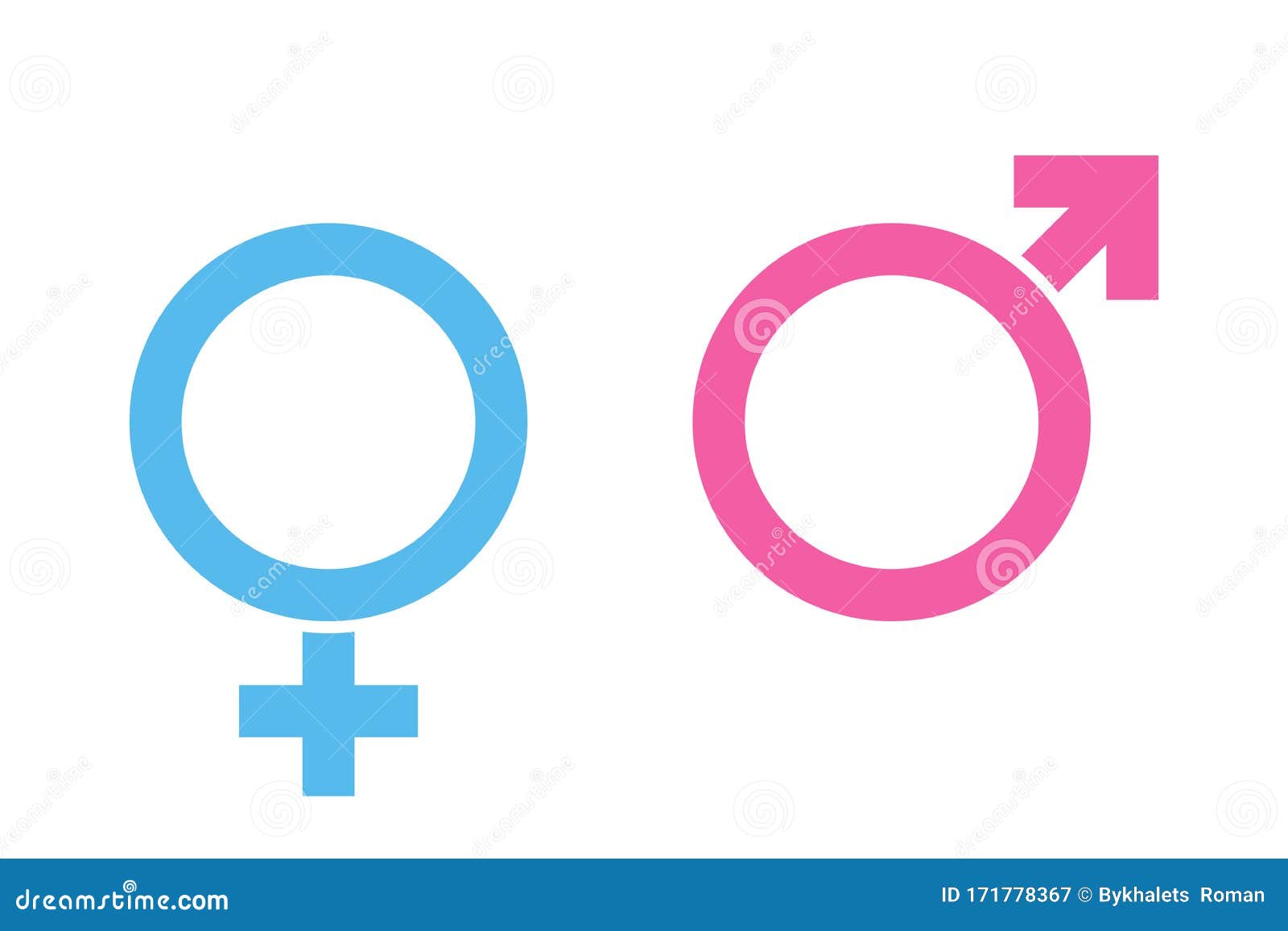 Sex or Male Vector Icons Isolated on White Background Blue and Pink ...