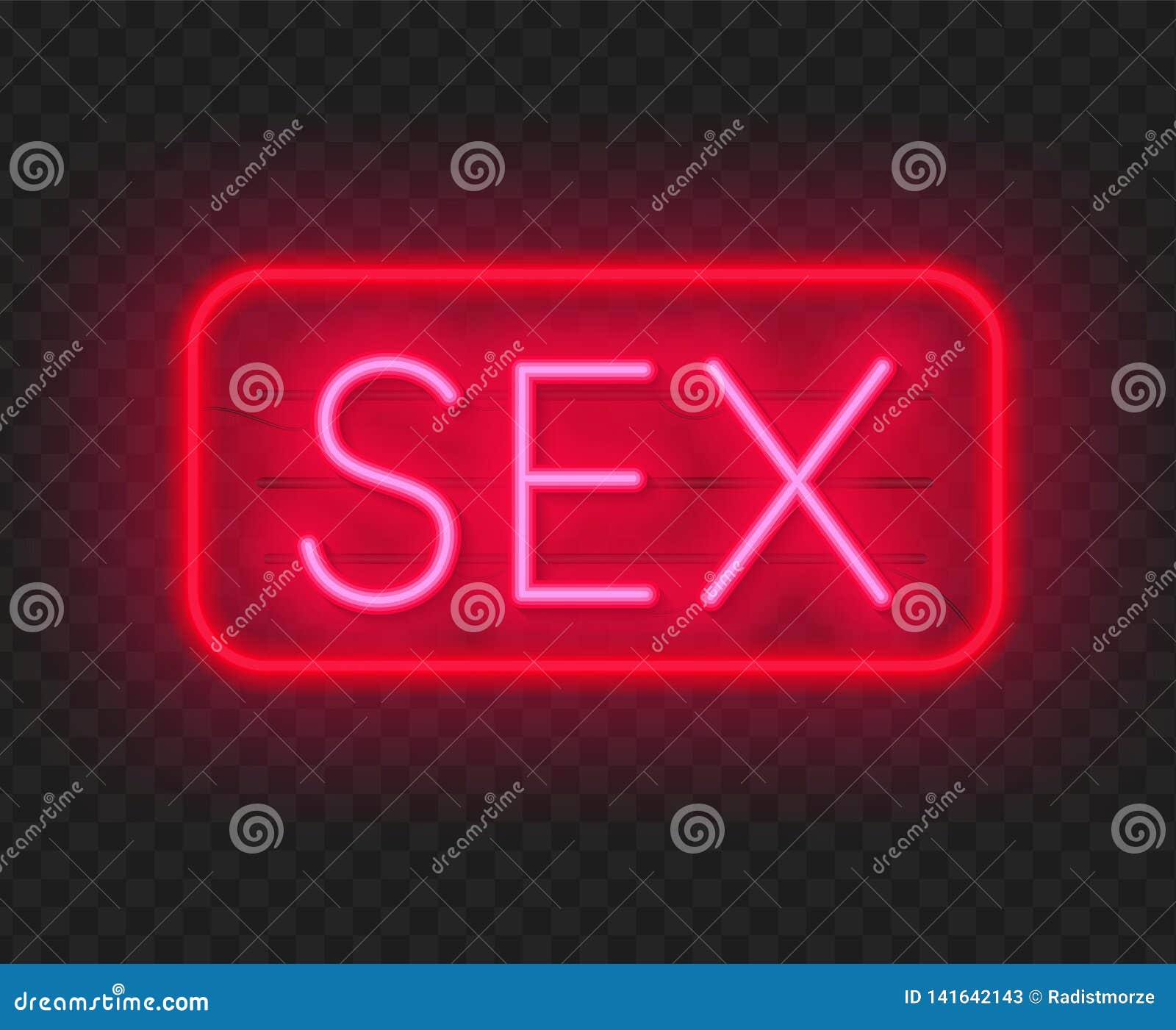 Sex neon sign on transparent background. 