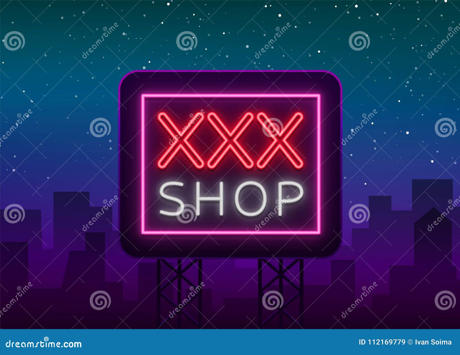 Sex Pattern Logo Xxx Concept For Adults In Neon Style Neon Sign Design Element Storage