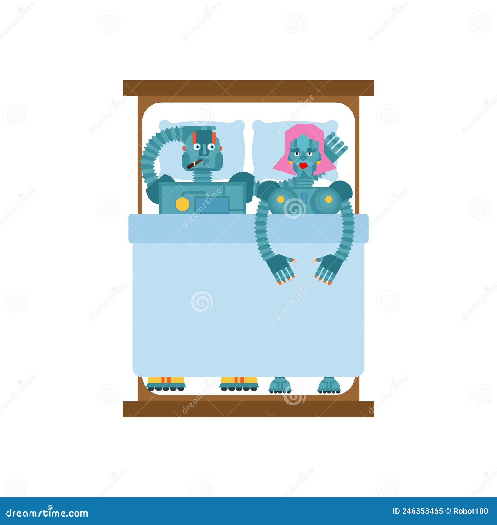 Sex Robots. for Sex. in Bed with Robot. Sex of Future Stock