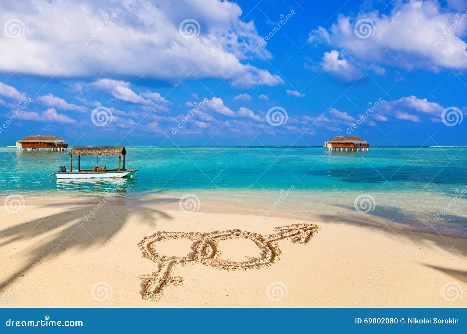 Sex symbols on beach stock photo image