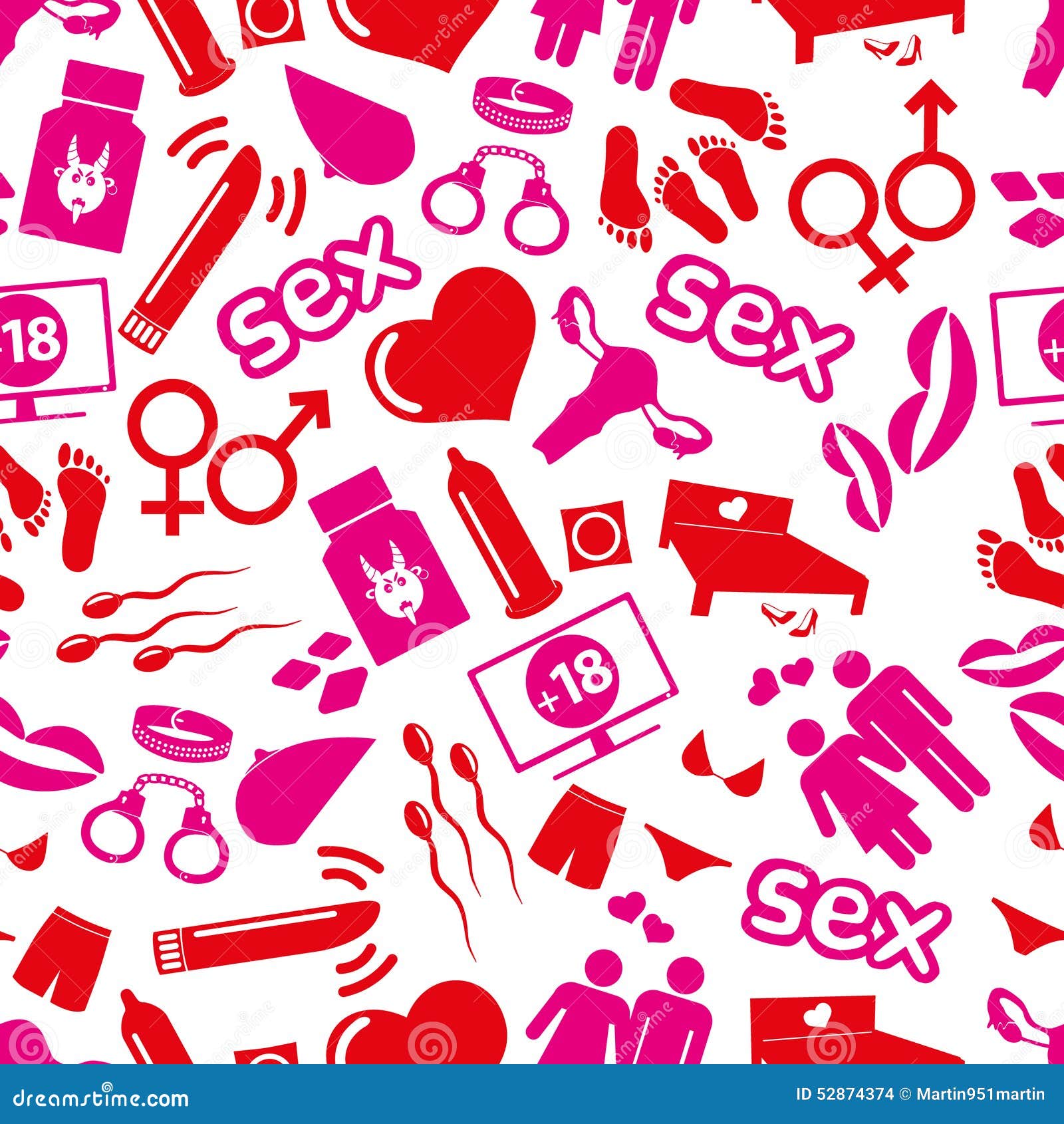 Sex Theme Red And Pink Icons Seamless Pattern Stock Vector Image