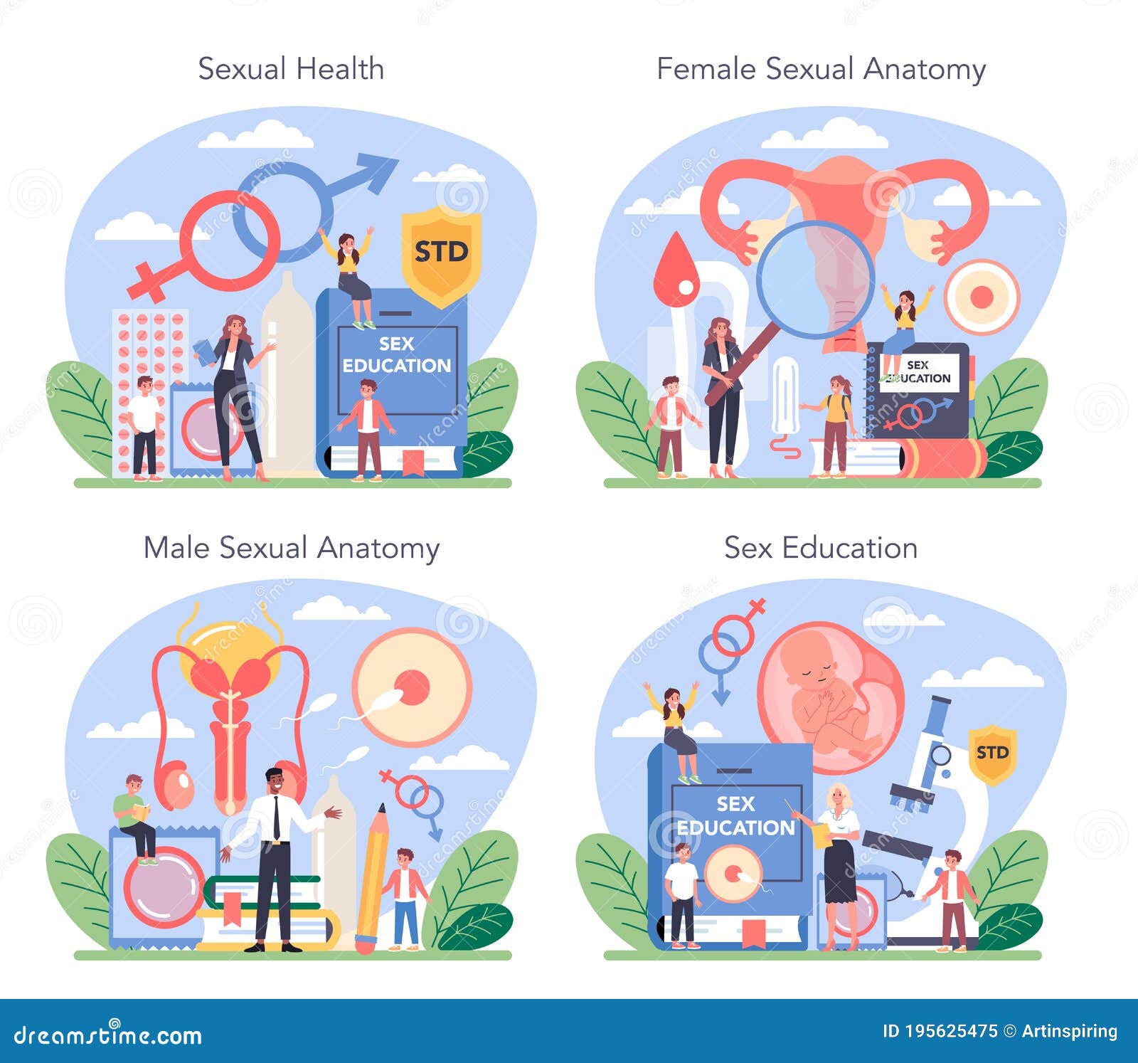 Sexual Education Concept Set Sexual Health Lesson For Young Stock 