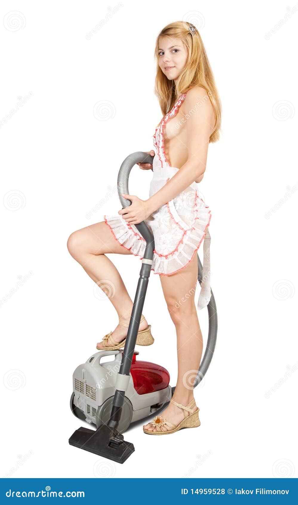 Sexual Girl Cleans Up a Vacuum Cleaner Stock Photo photo