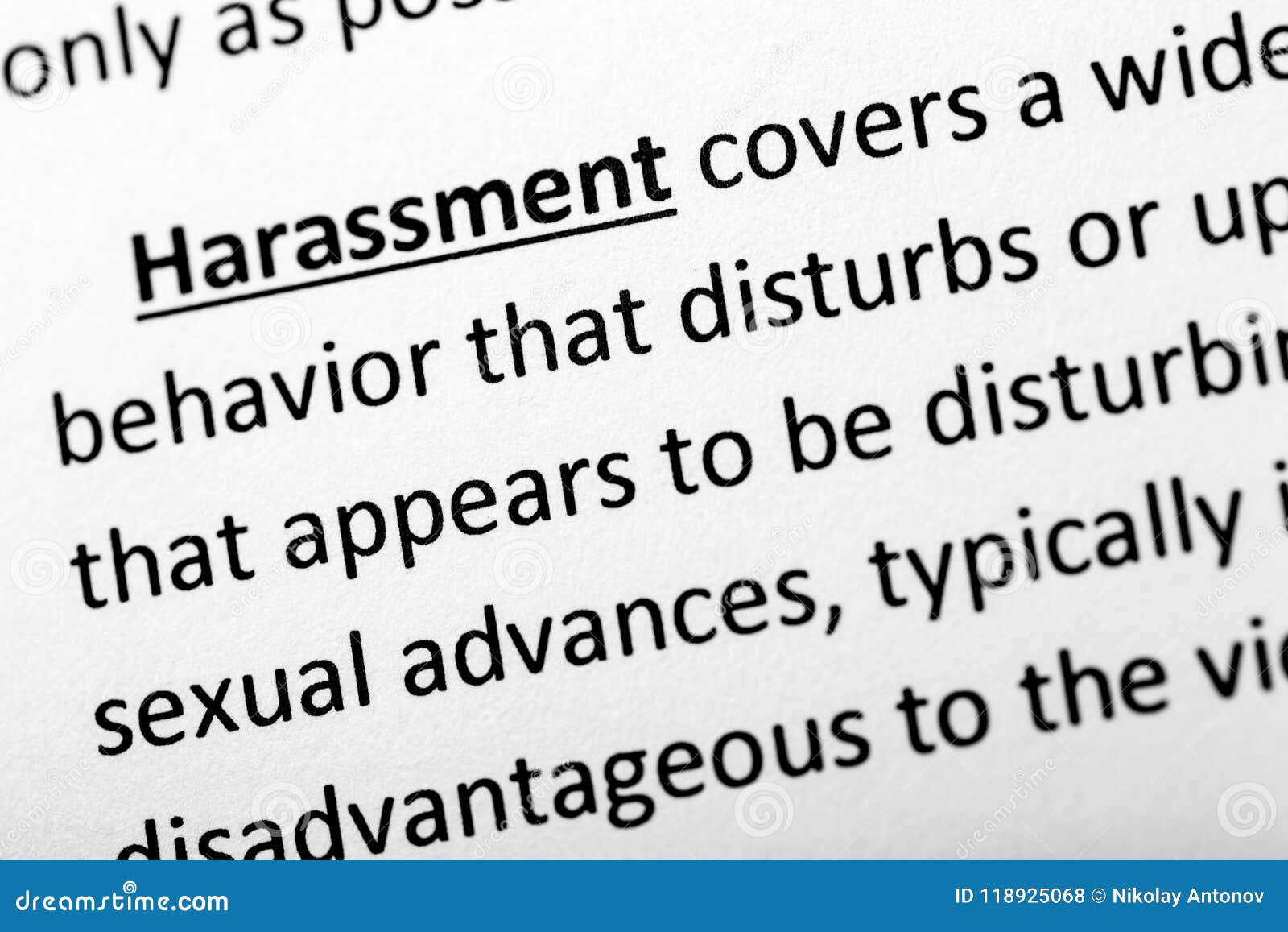 Sexual Harassment Concept. Harassment Explanation or Description in