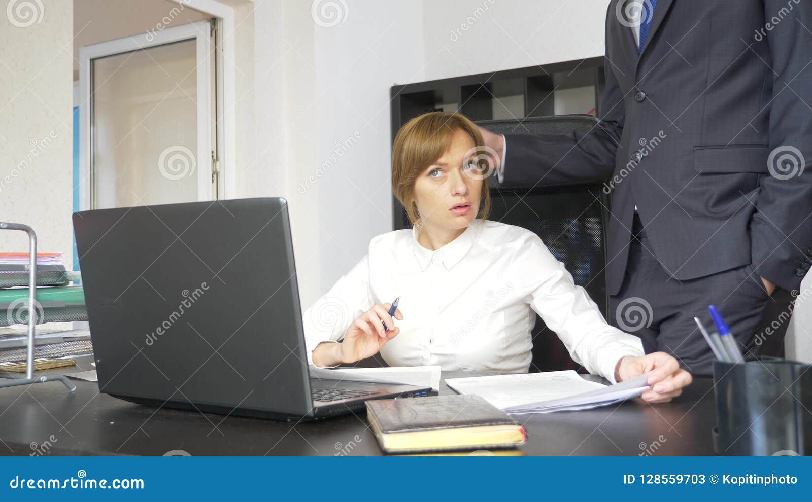Sexual Harassment In The Office Two A Man And A Woman In The Office 