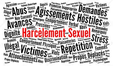 Sexual Harassment Word Cloud Concept in French Language Stock ...