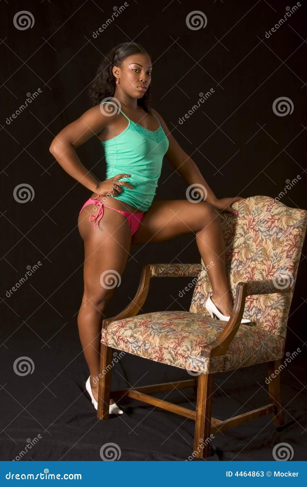 African American Girl By Chair Stock Image Image Of Legs