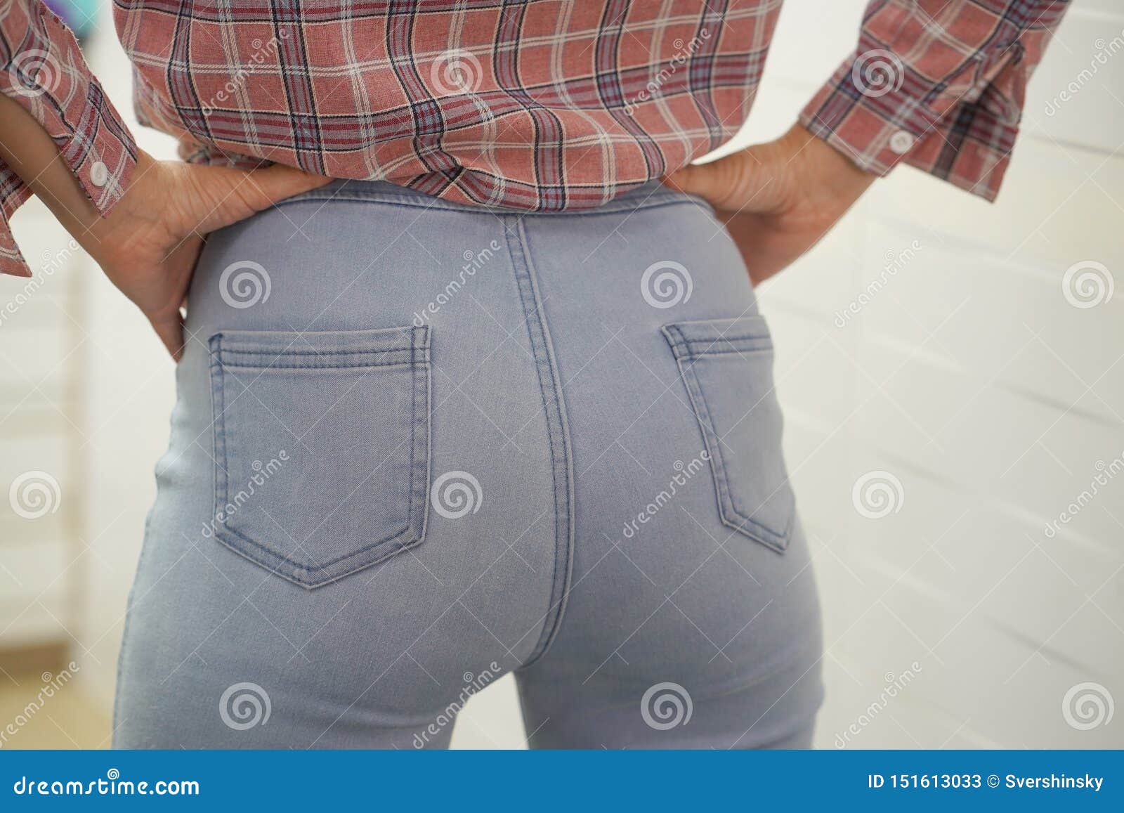 Girl in Jeans. Bottom Tight Jeans Stock Image - Image of 151613033