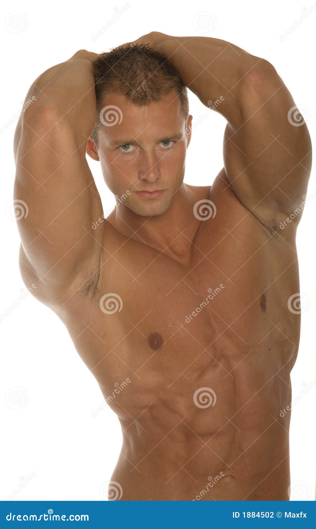 Muscular Young Wet Naked Guy Posing In Trunks Stock Photo 