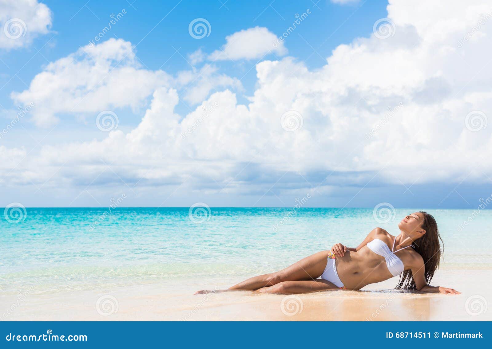 Beach Bikini Body Woman Relaxing Sun Tanning Stock Image Image Of