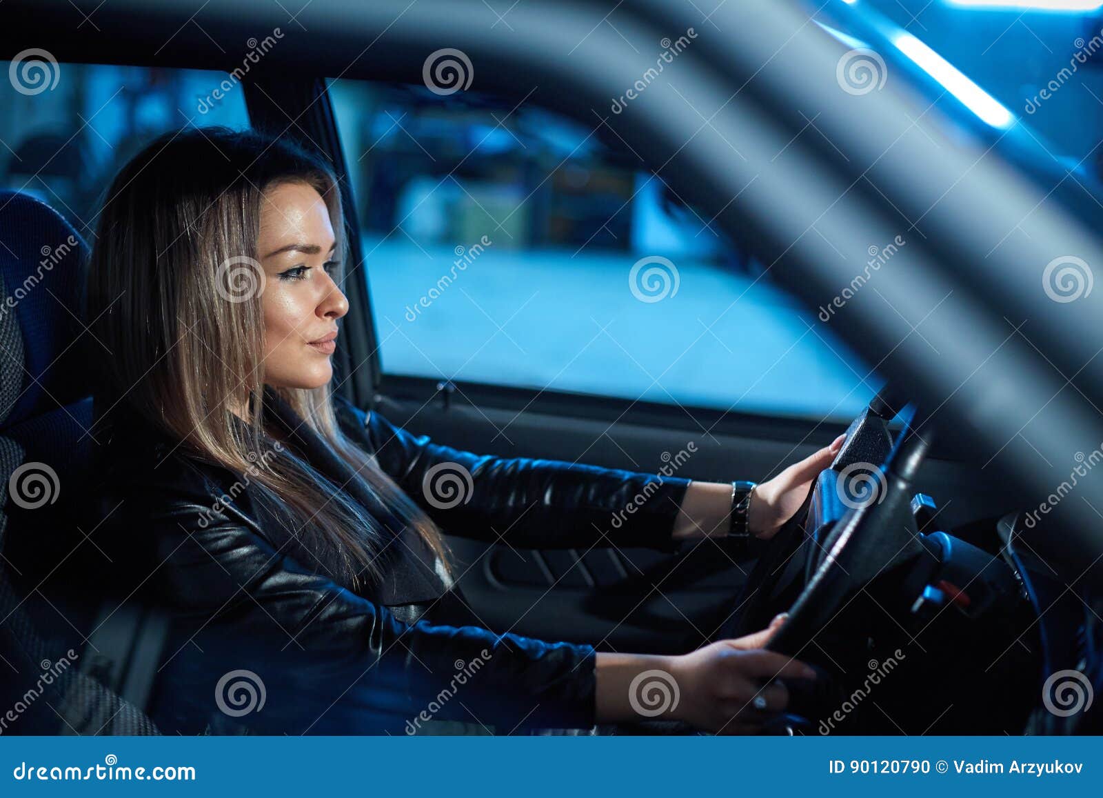 Beautiful Blonde Girl Driving A Car Stock Photo Image Of Drive