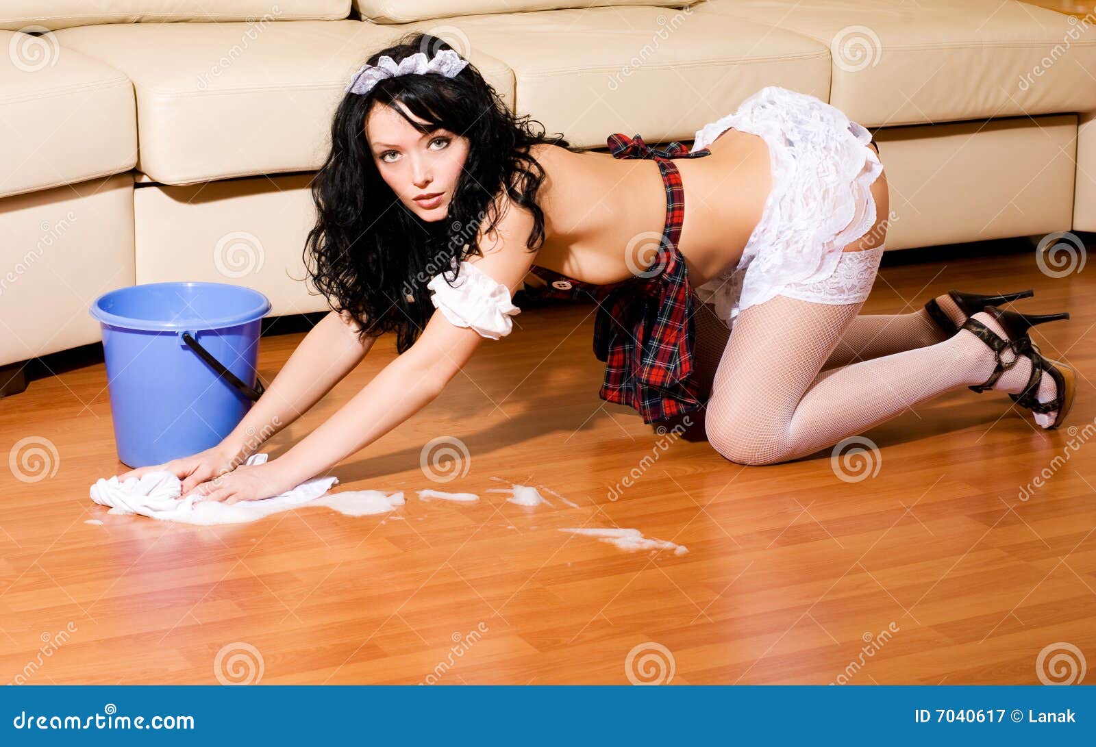 Lesbian Maid Cleans Pussy