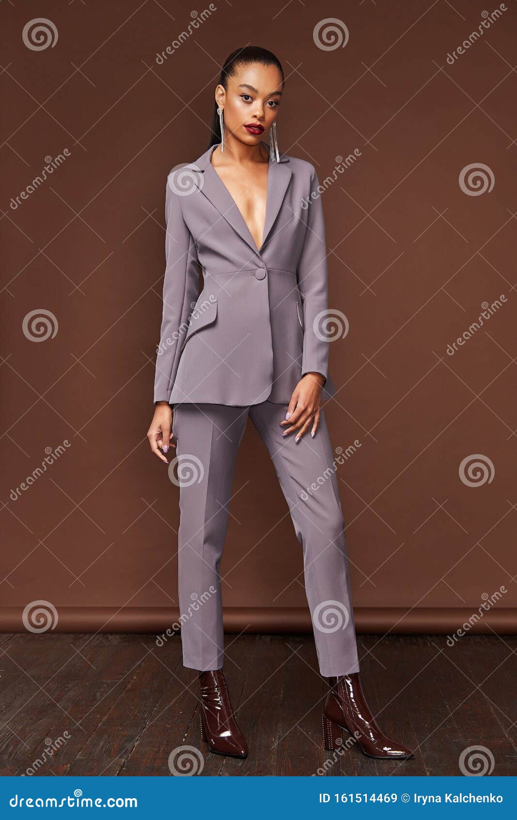 Beautiful Woman Fashion Glamour Model Brunette Hair Makeup Wear Suit  Trousers Jacket Clothes Office Dress Code Casual Party Stock Image - Image  of makeup, hair: 161514469