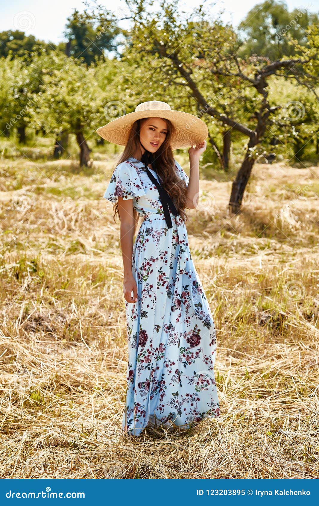 Beautiful Young Woman Fashion Model Wear Long Blue Stylish Stock Image -  Image of clothing, clothes: 123203895