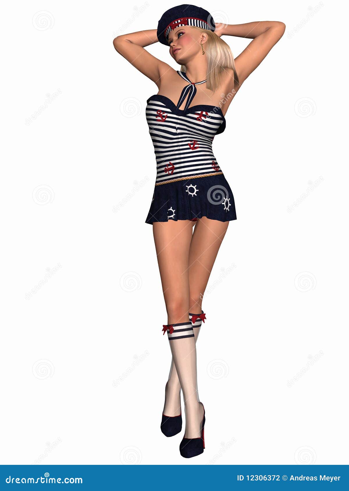 3D Render of an beauty with sail outfit