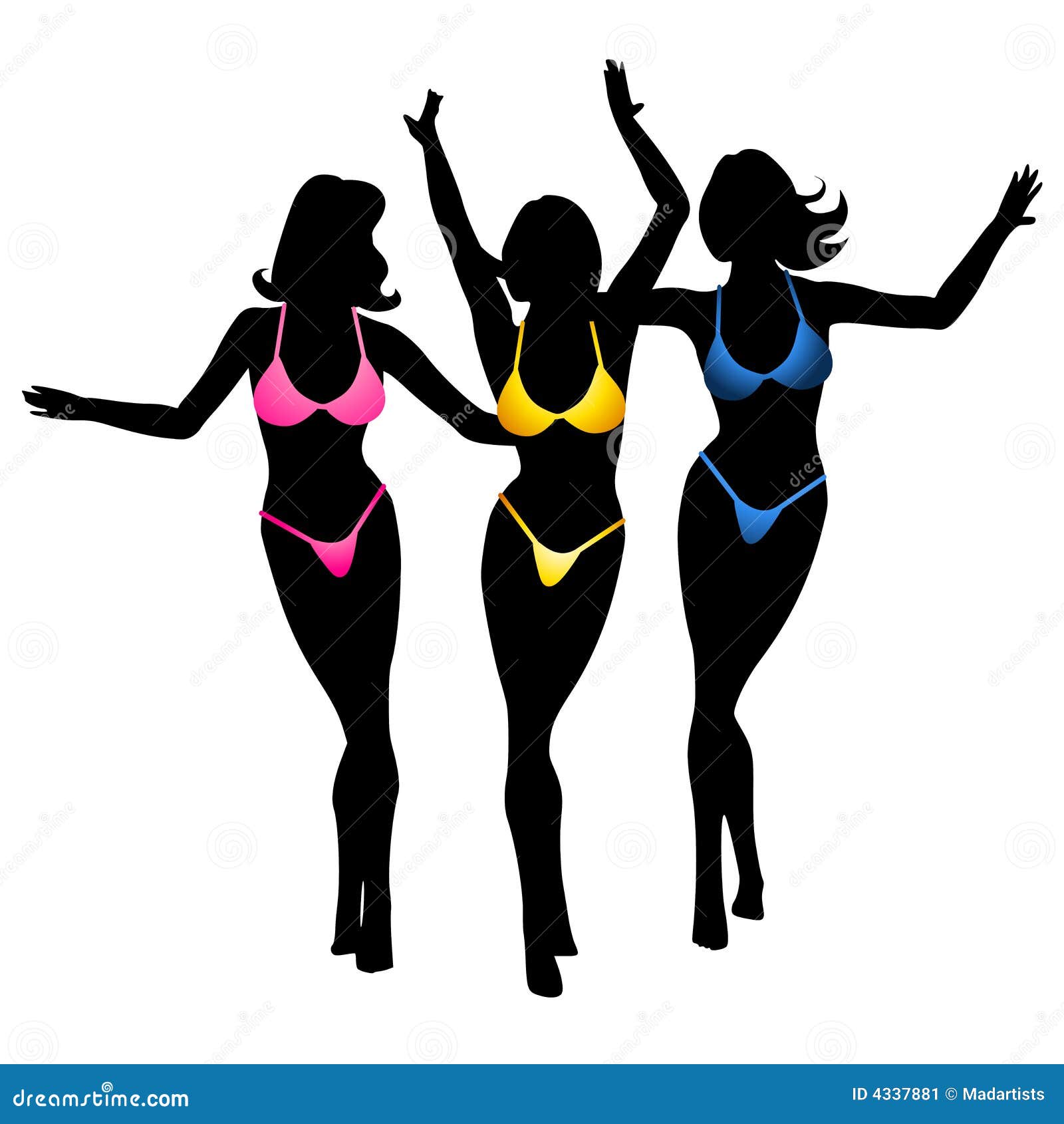 Bikini Girls Silhouette stock illustration. Illustration of models