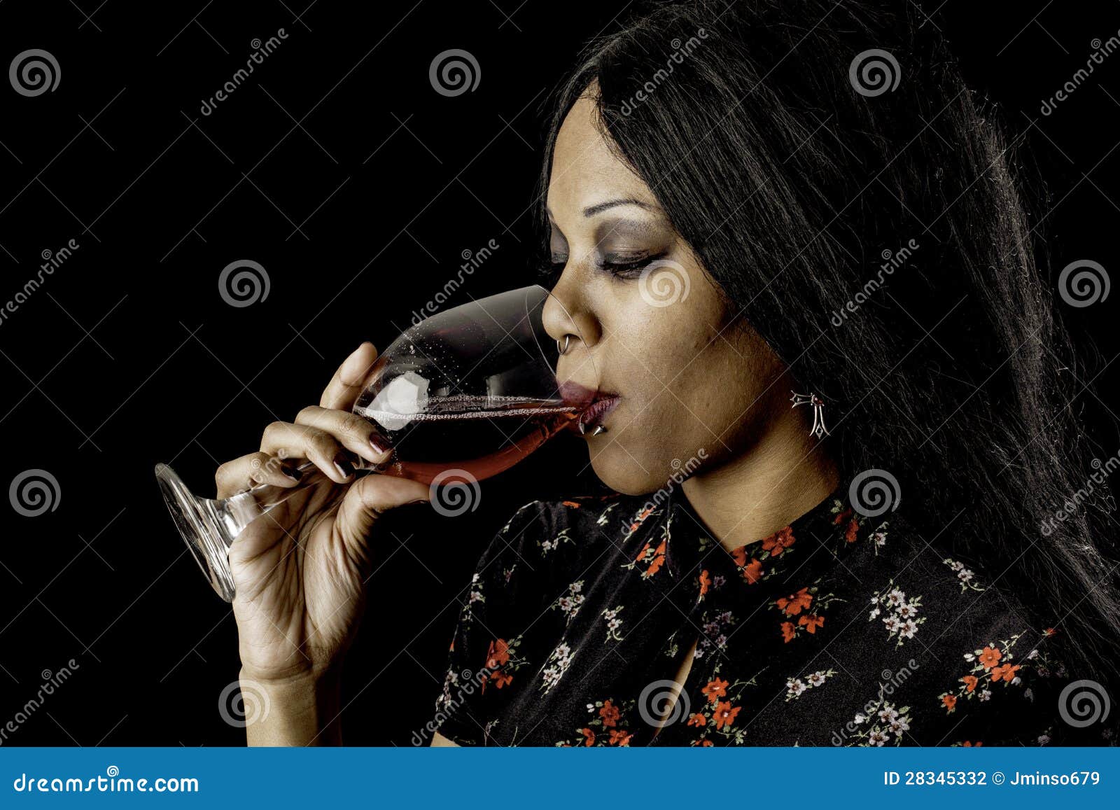 Download Black Woman Drinking Wine Stock Photography - Image: 28345332