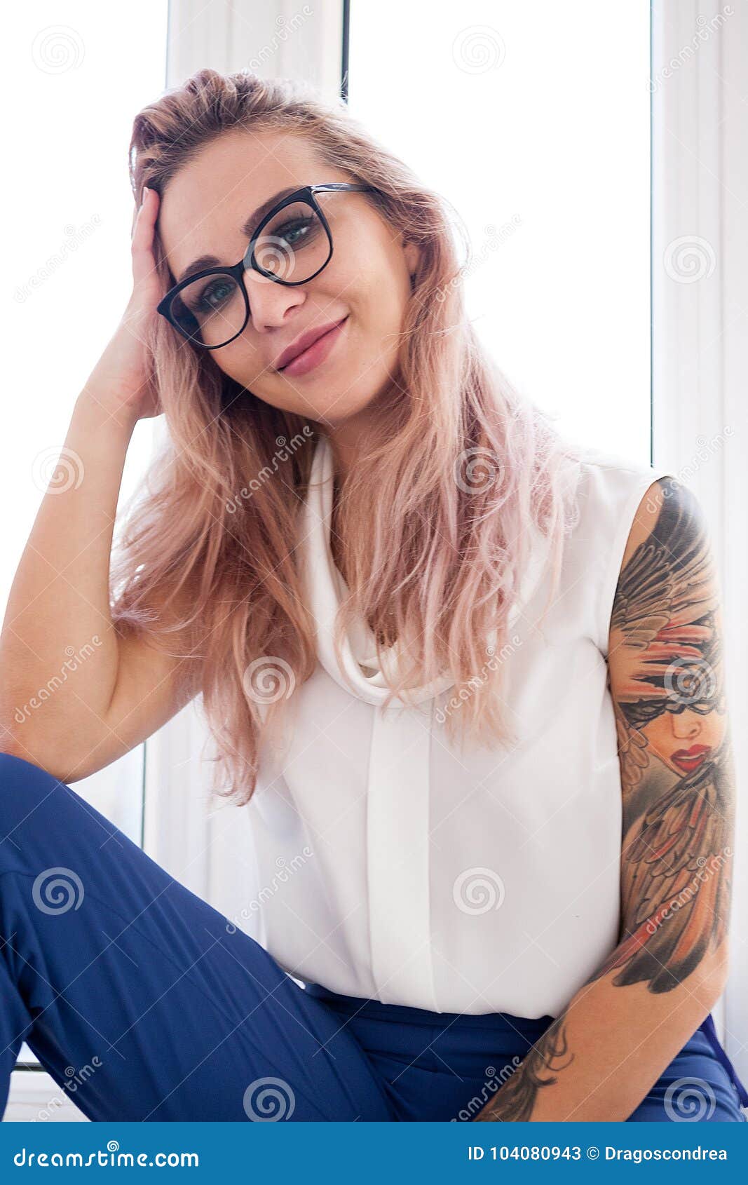 Blonde glasses tattoo